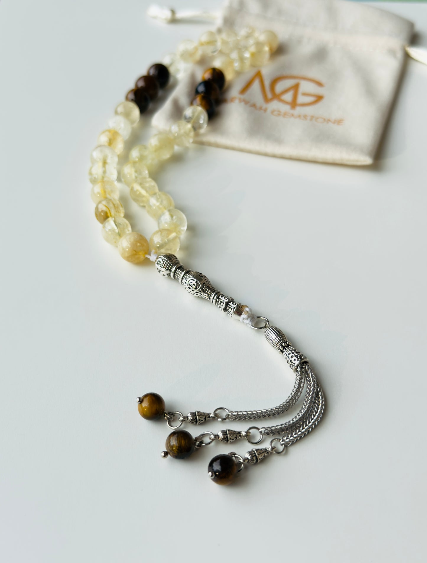 33-Bead Citrine - Tiger Eye Misbaha