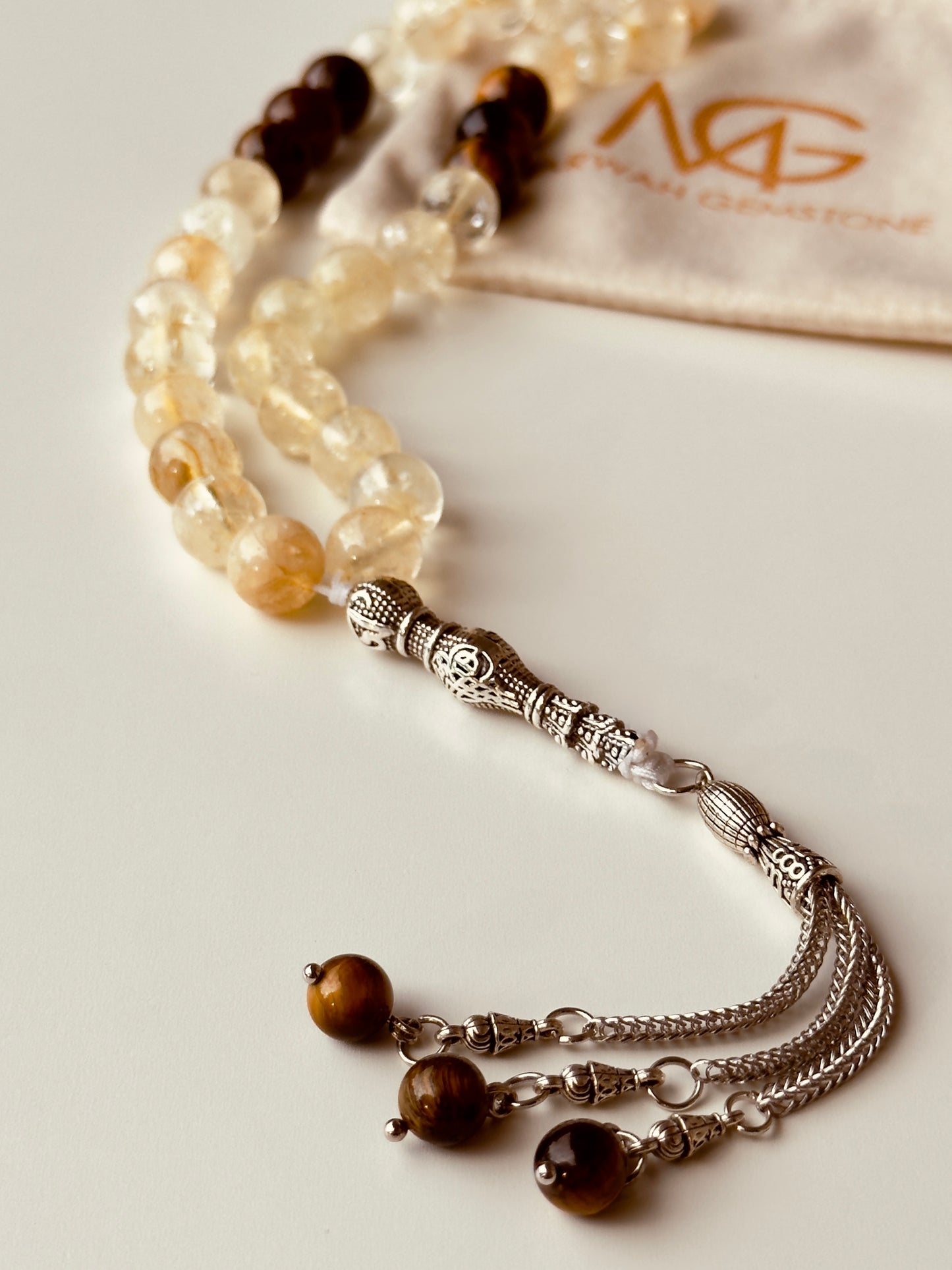33-Bead Citrine - Tiger Eye Misbaha