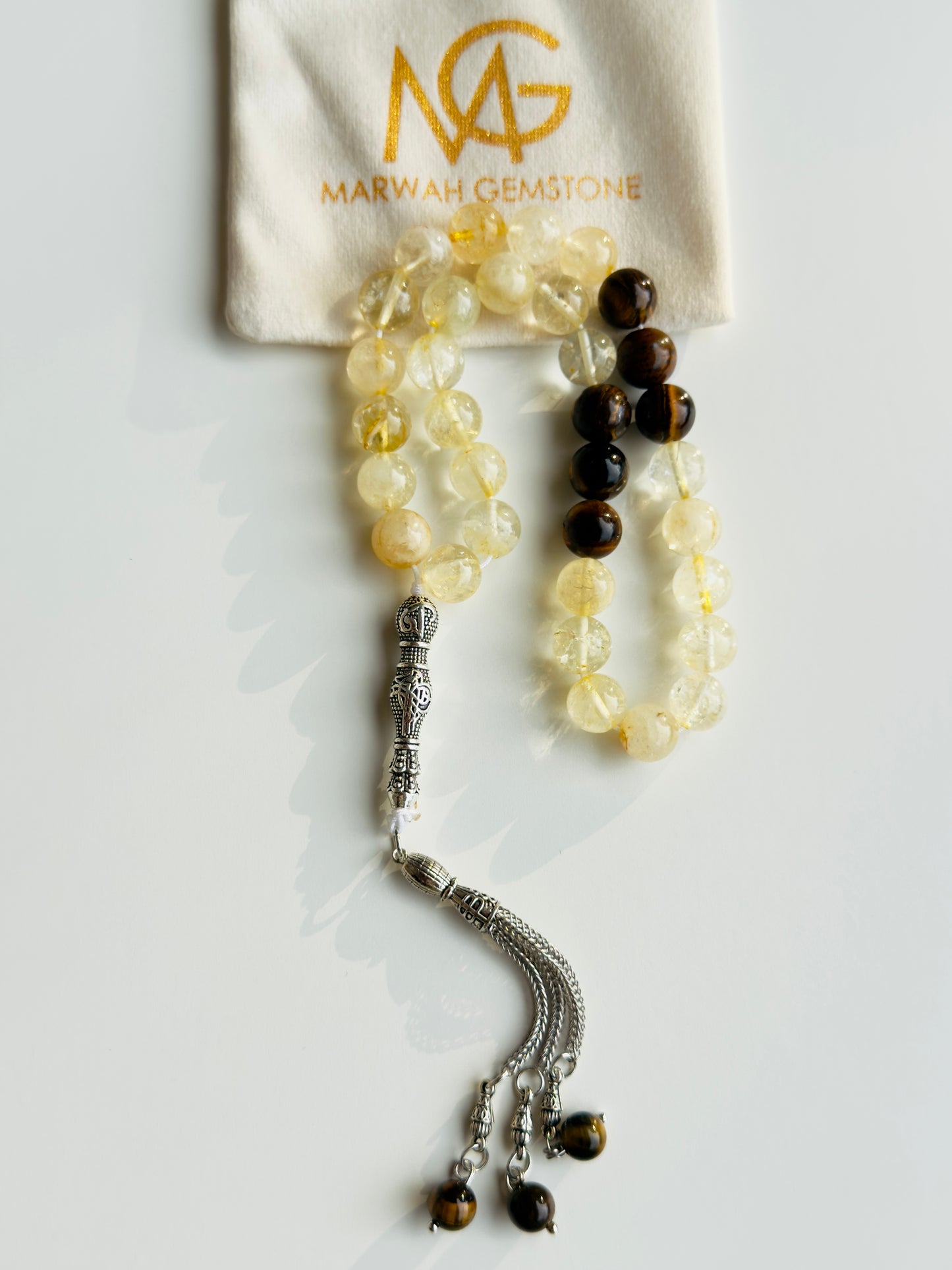 33-Bead Citrine - Tiger Eye Misbaha