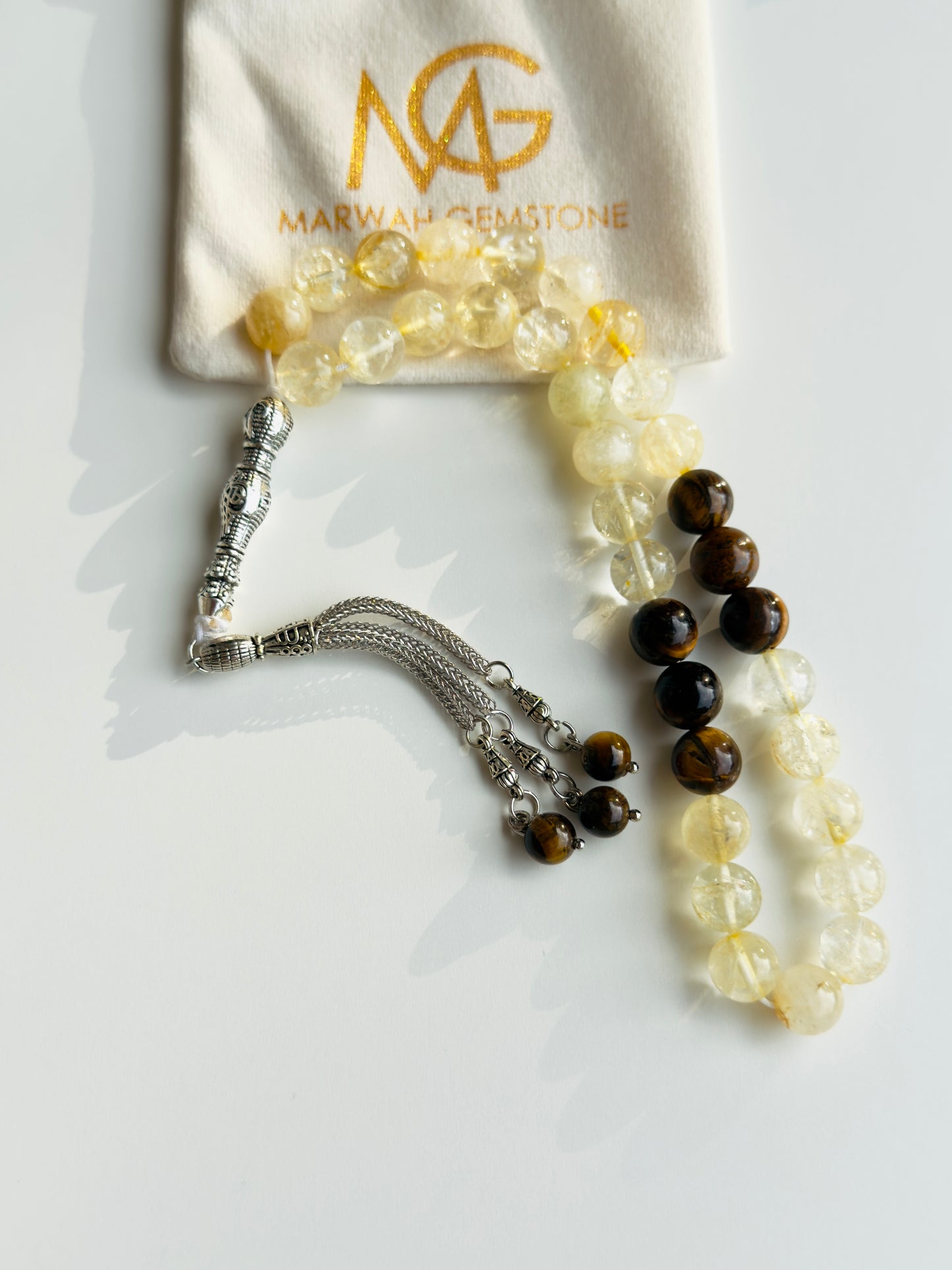 33-Bead Citrine - Tiger Eye Misbaha
