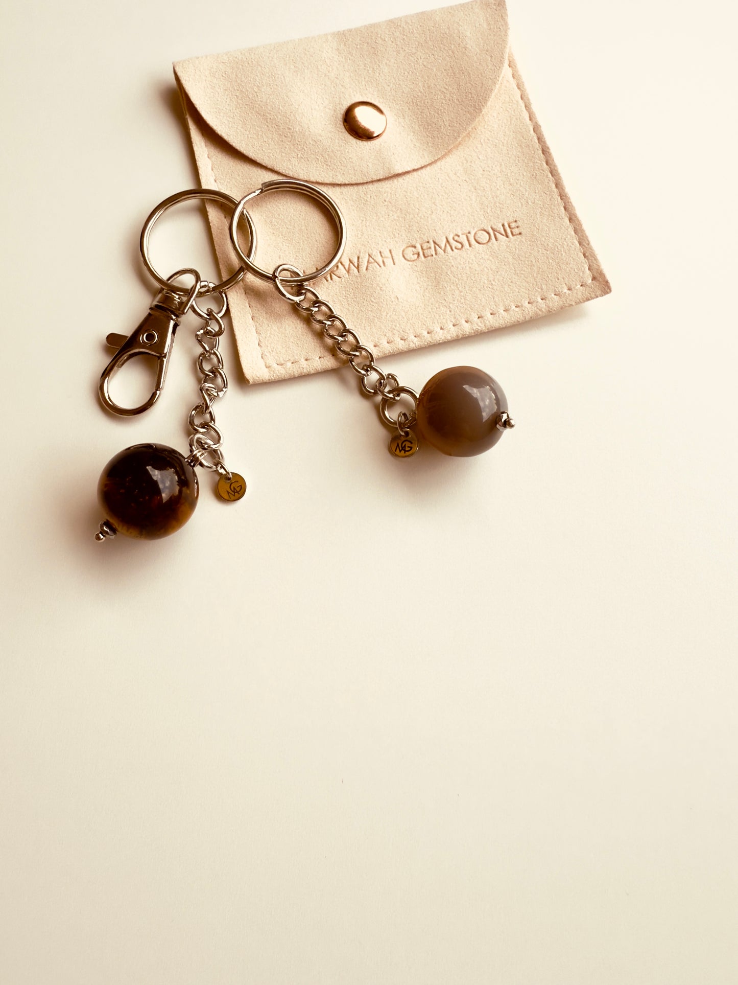 Grey Agate - Tiger Eye Keychains