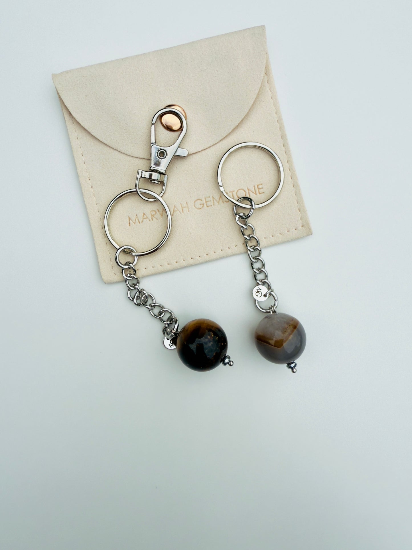 Grey Agate - Tiger Eye Keychains