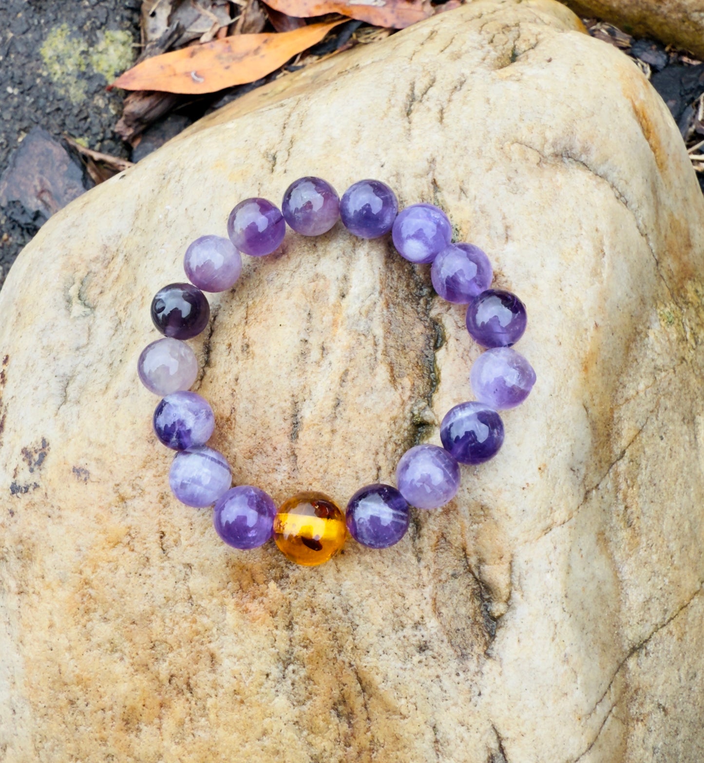 Amethyst-Amber Mum & Daughter Bracelet Set