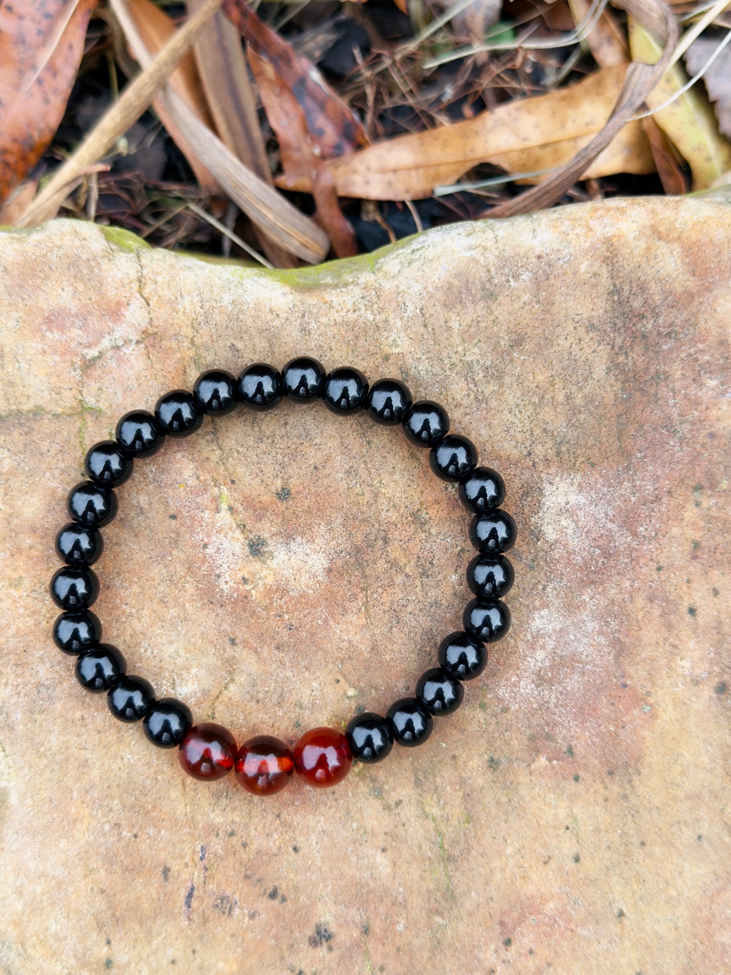 Black Agate-Amber Men's Bracelet