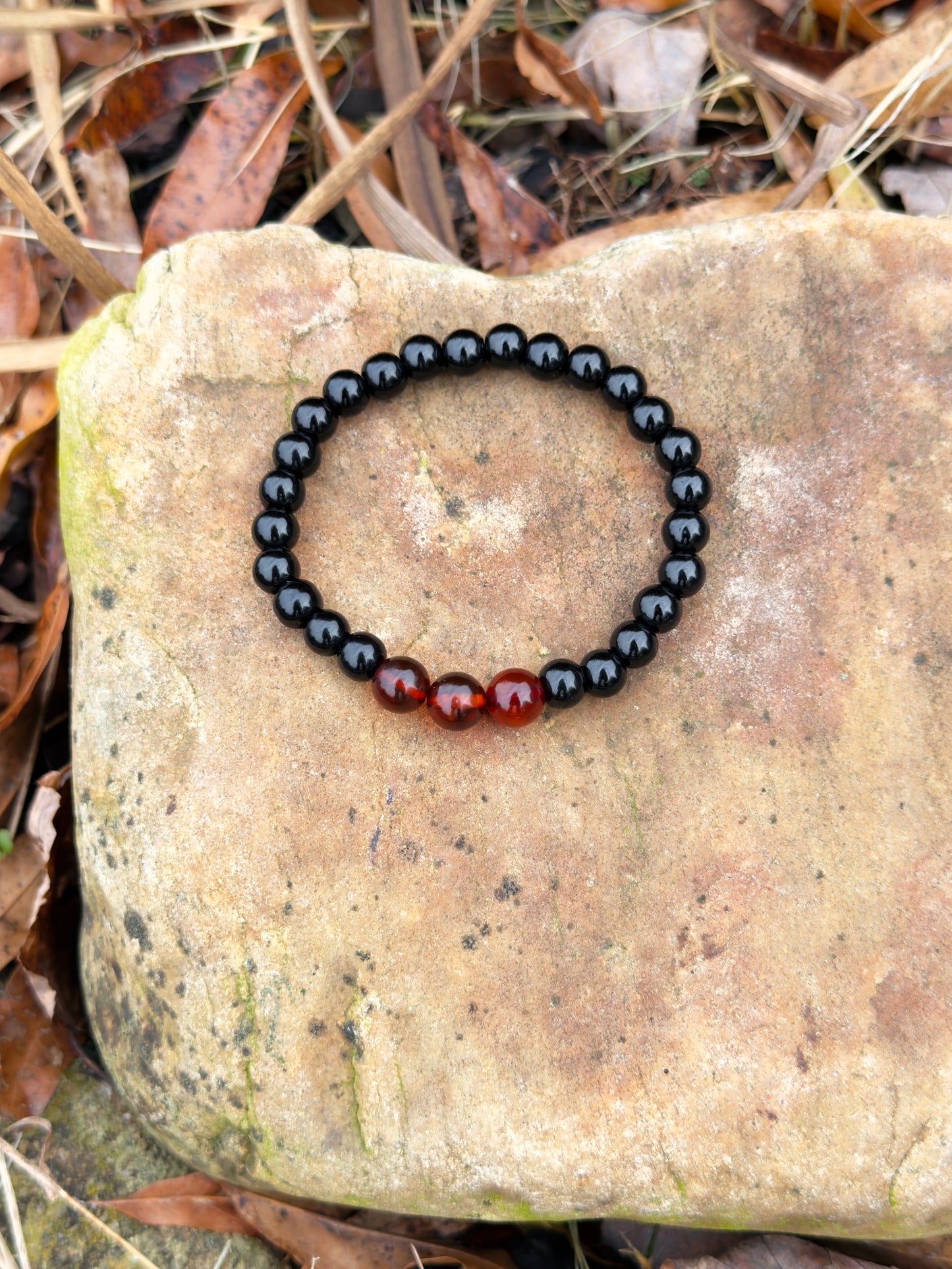 Black Agate-Amber Men's Bracelet