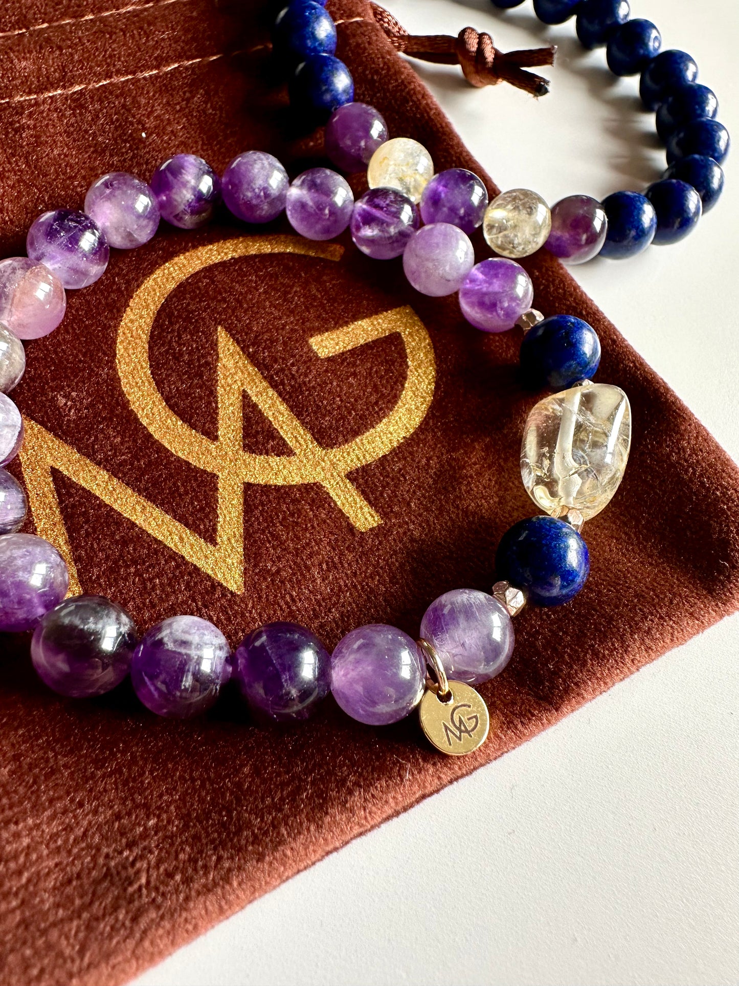 طقم أساور من الجمشت واللازورد والسيترين للرجال والنساء