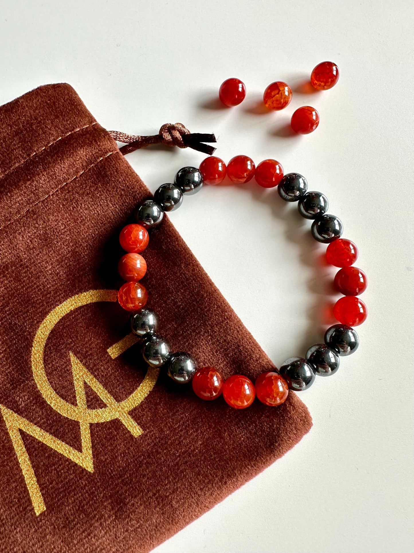 Red Agate-Hematite Bracelet (Unisex)