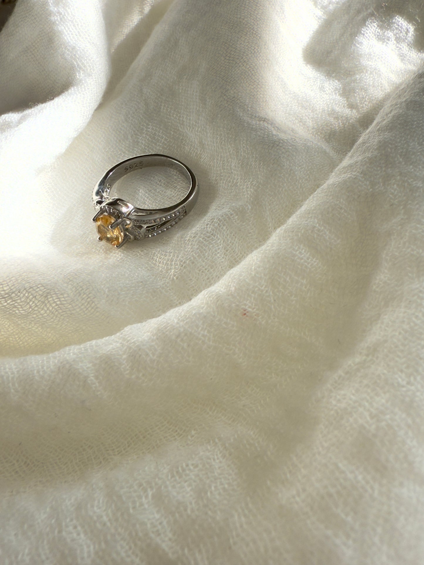 Woman's Design Citrine Ring Stirling Silver
