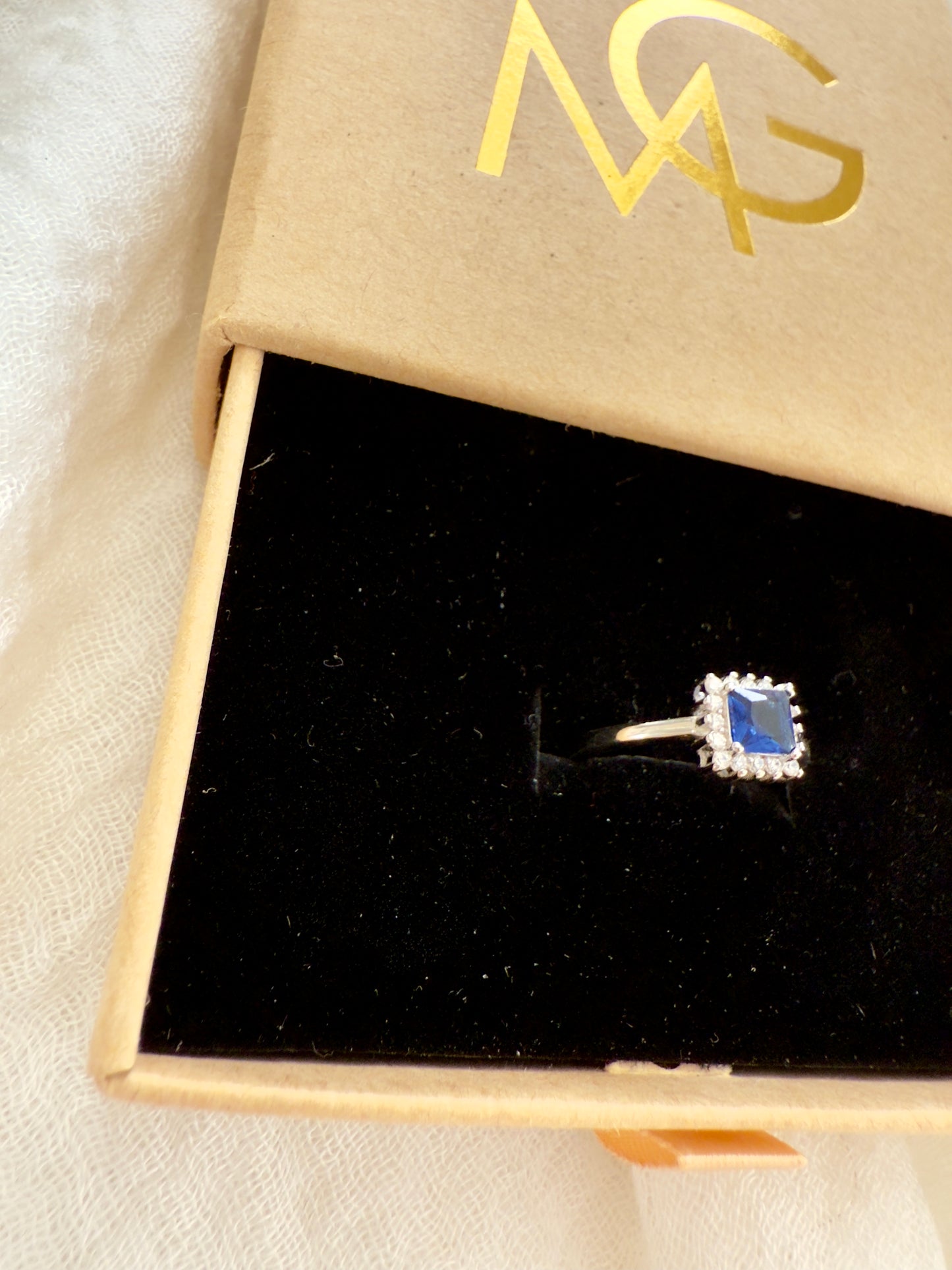 **Sold Out** Woman's Design Blue Crystal Ring Stirling Silver and Zircon