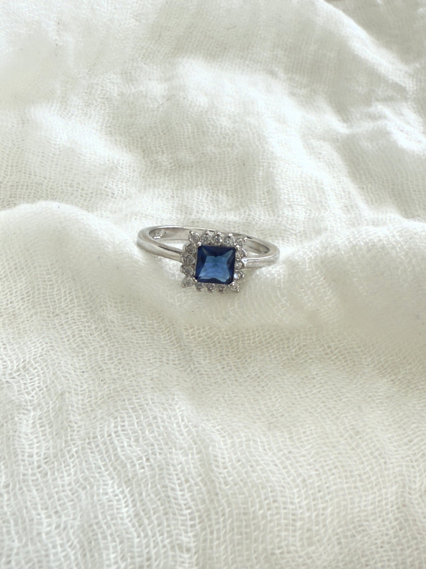 **Sold Out** Woman's Design Blue Crystal Ring Stirling Silver and Zircon