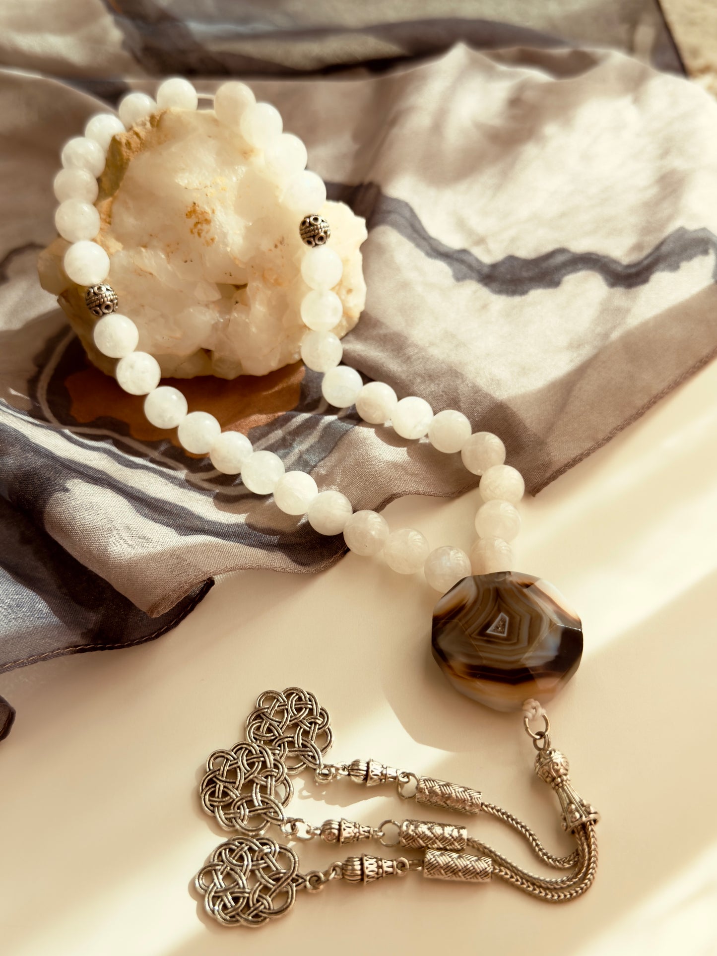 Moonstone - Unique Agate Misbaha