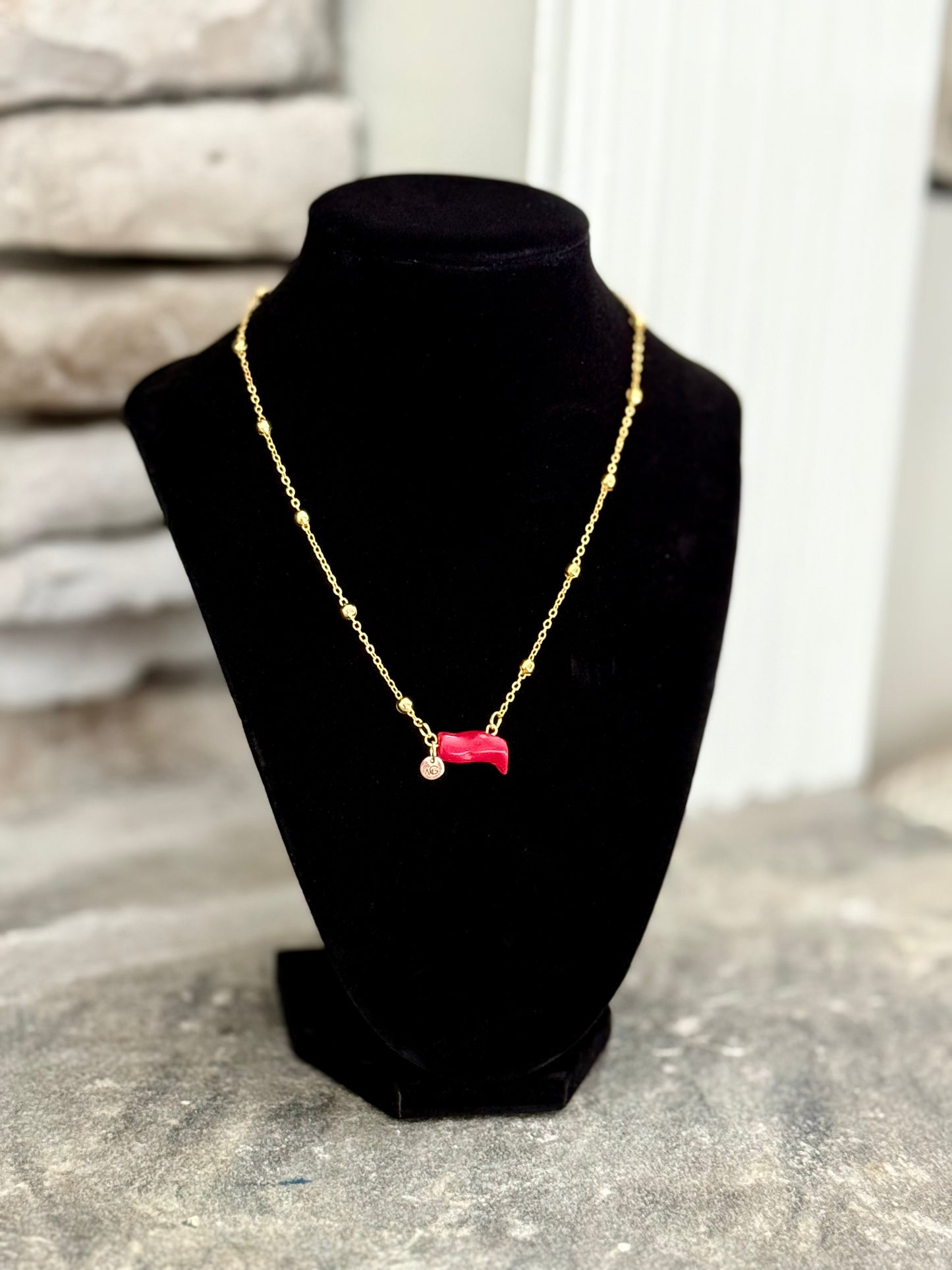 Plated Gold 18K Coral Necklace