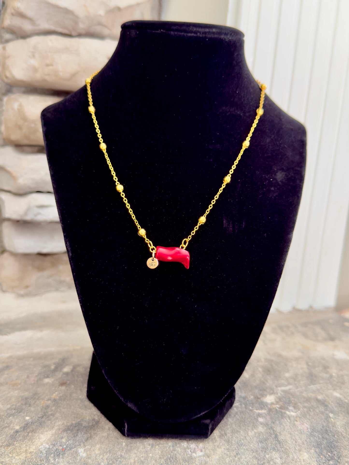 Plated Gold 18K Coral Necklace