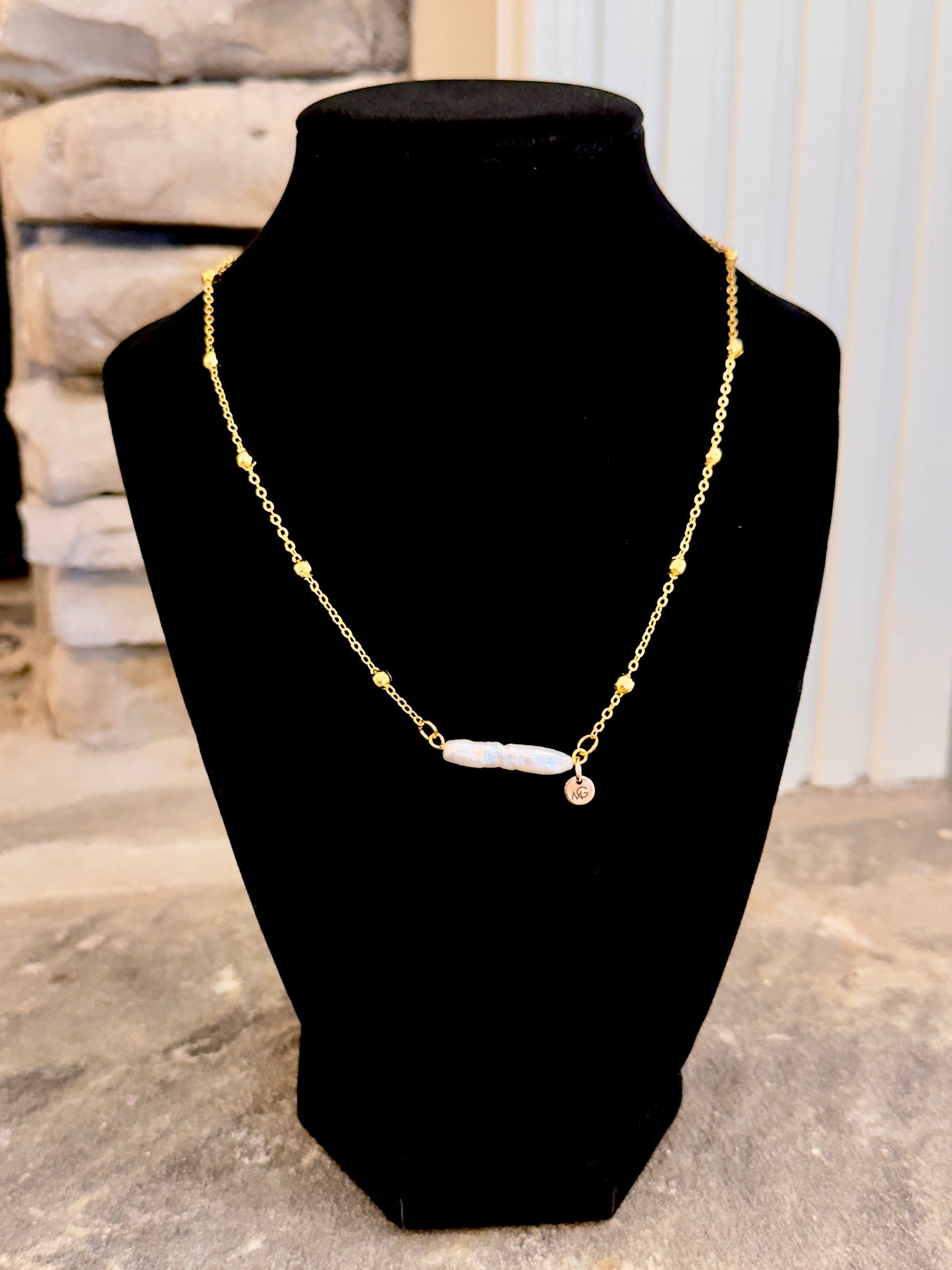 Plated Gold 18K Long Natural Freshwater Pearl Necklace