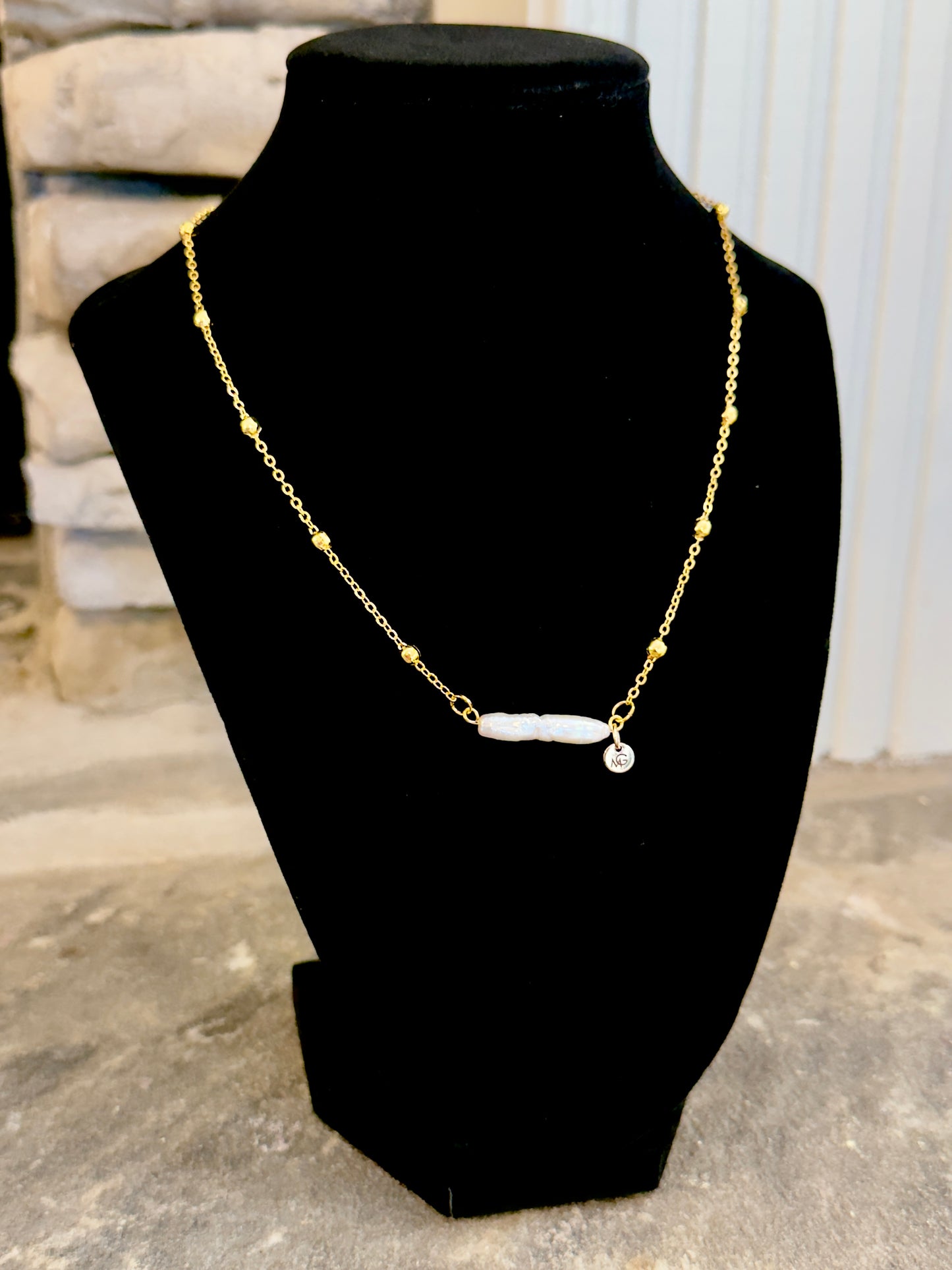 Plated Gold 18K Long Natural Freshwater Pearl Necklace