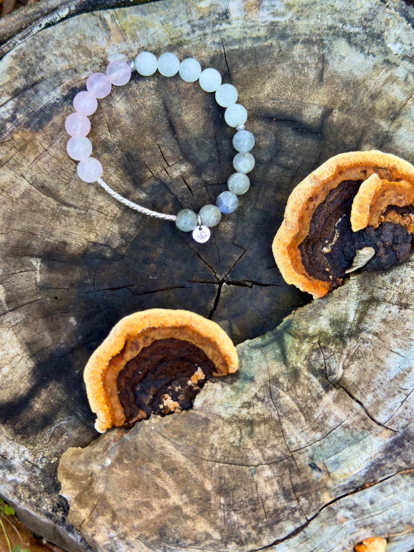 *Design of 2025* Moonstone - Labradorite - Rose Quartz Bracelet W/ Silver Curve
