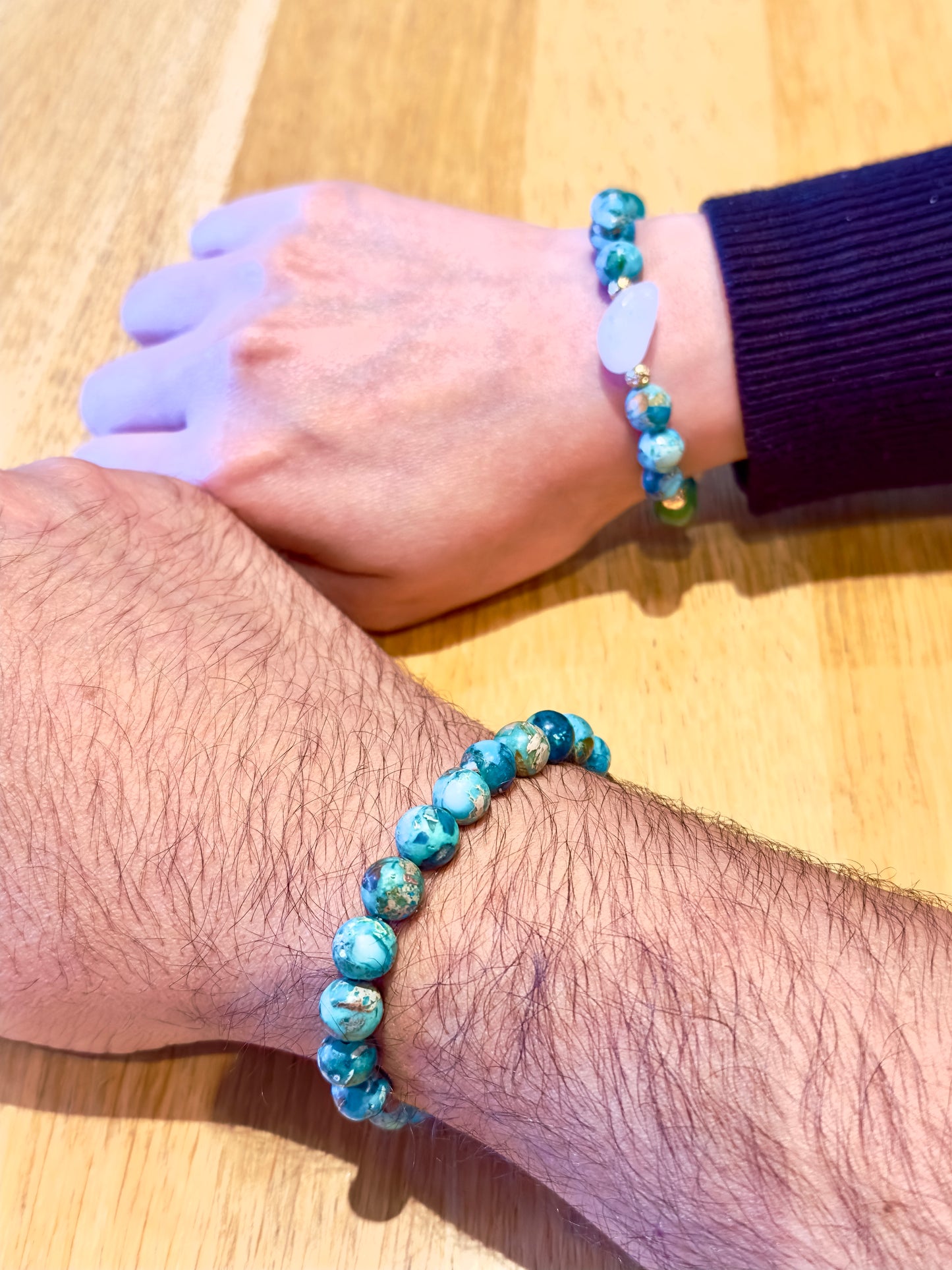 Green Imperial Jasper Man + Woman Bracelets