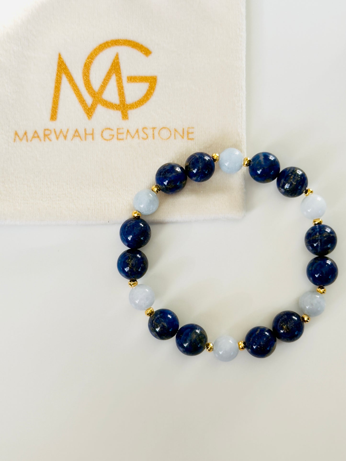 Lapis Lazuli - Aquamarine Bracelet With Hematite Spacers