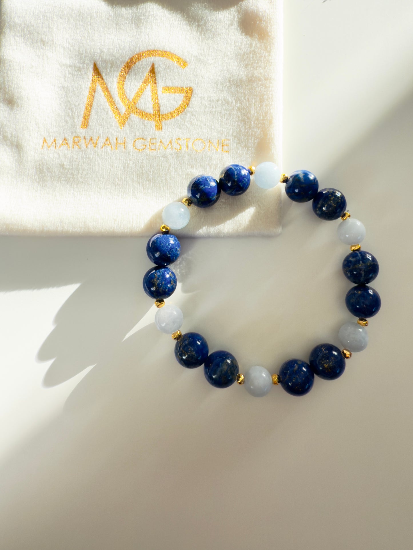 Lapis Lazuli - Aquamarine Bracelet With Hematite Spacers