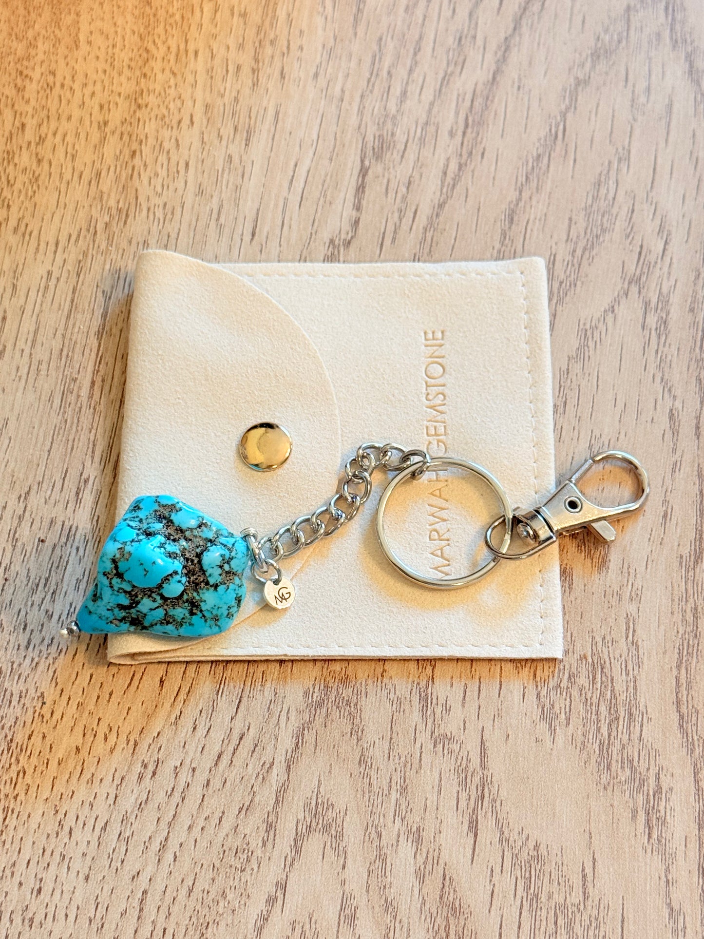 Raw Turquoise Keychain