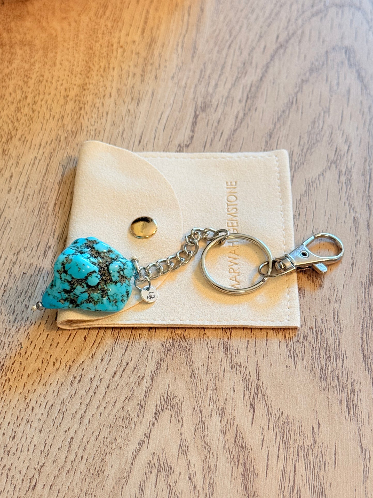 Raw Turquoise Keychain