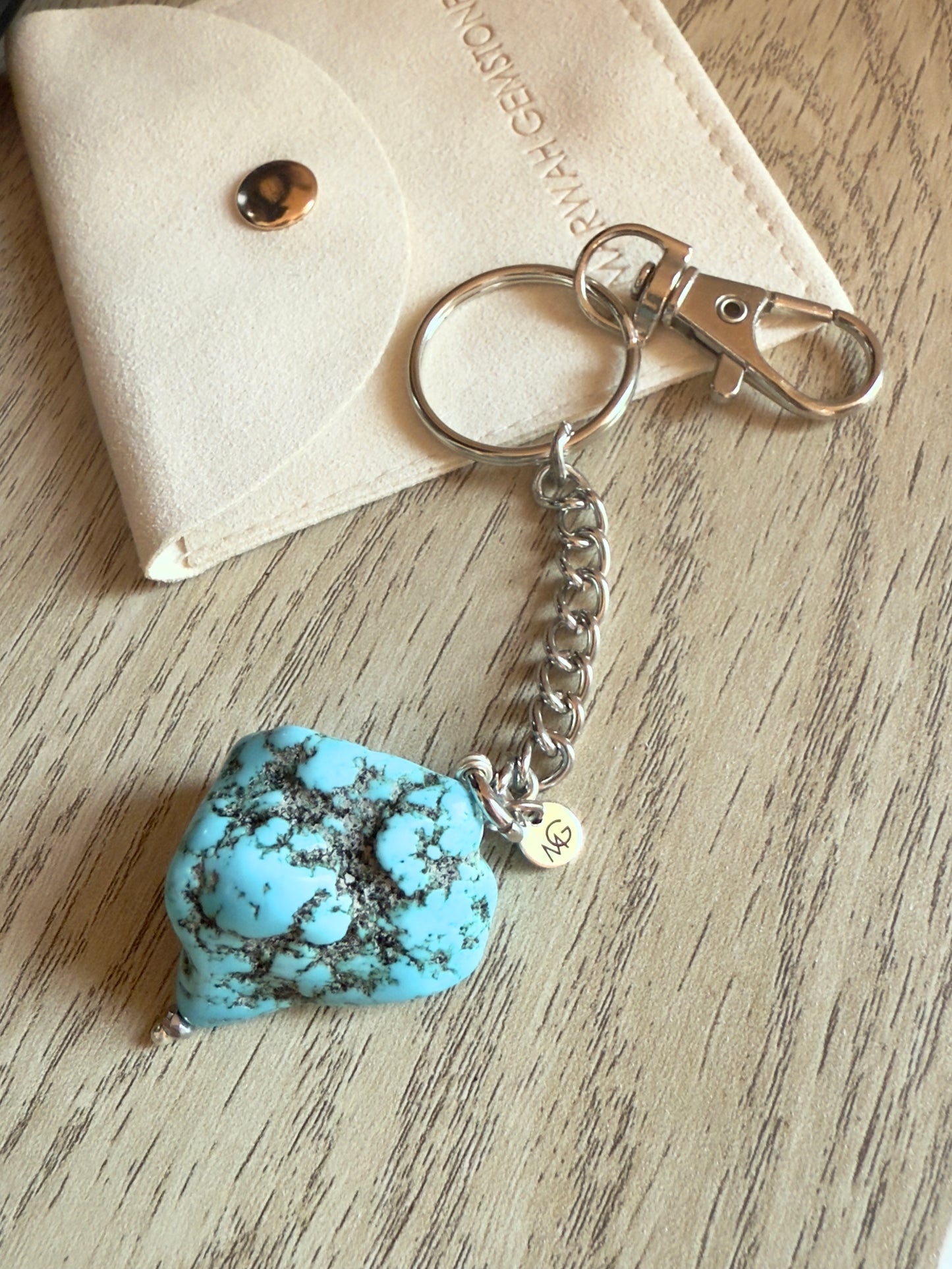 Raw Turquoise Keychain