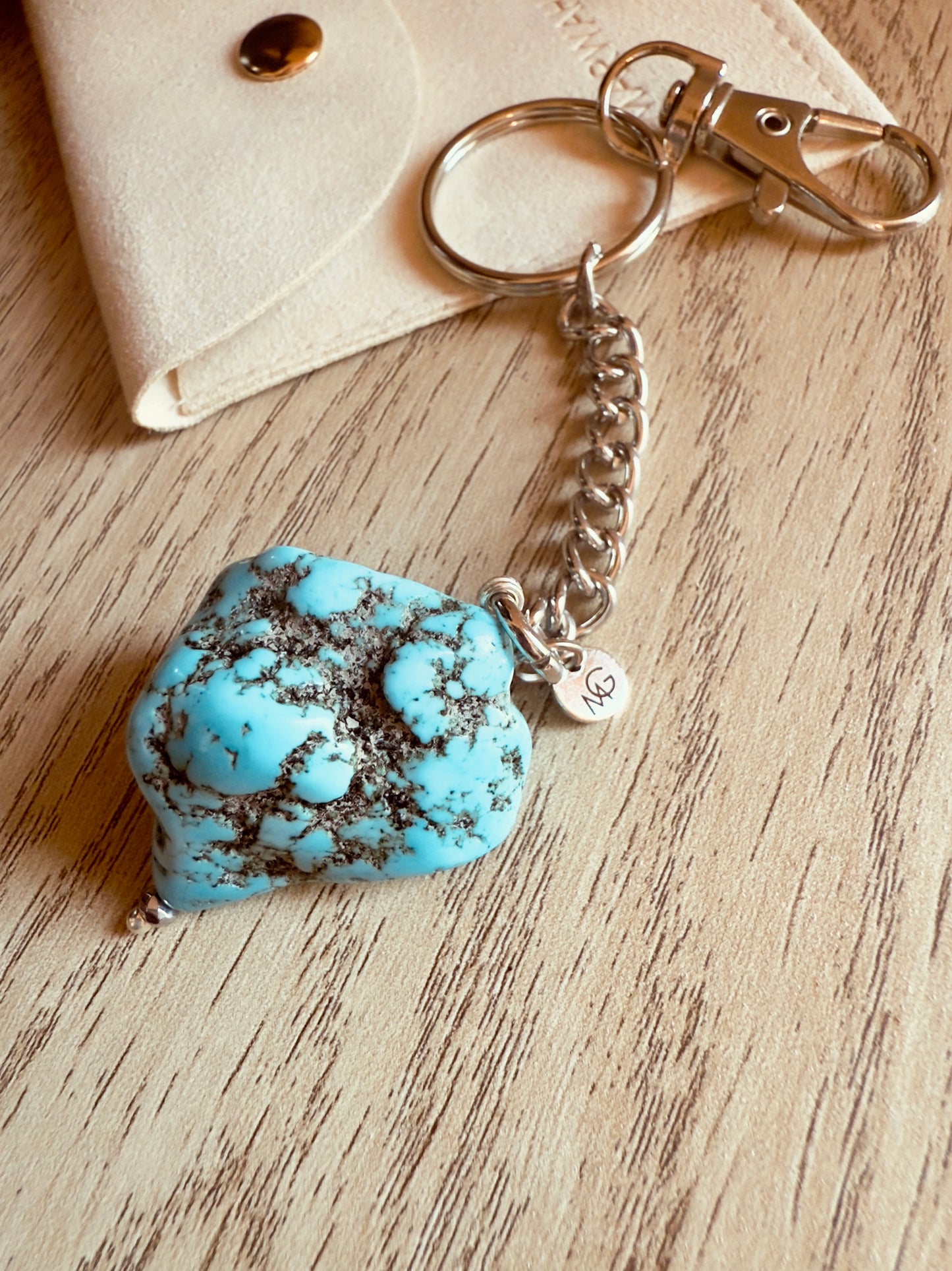 Raw Turquoise Keychain