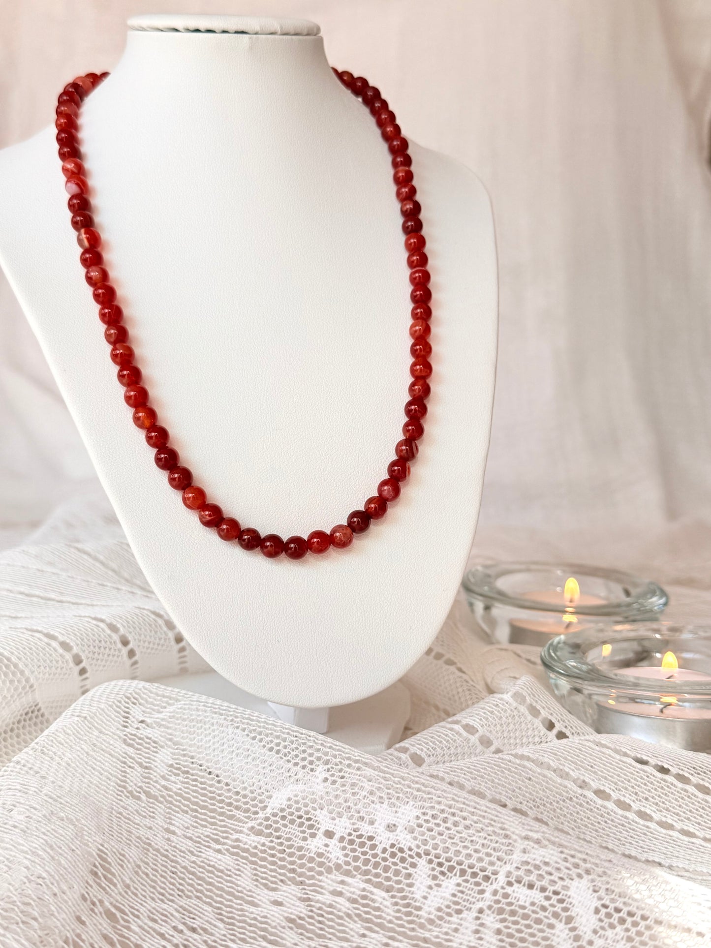 Red Agate Necklace 16"