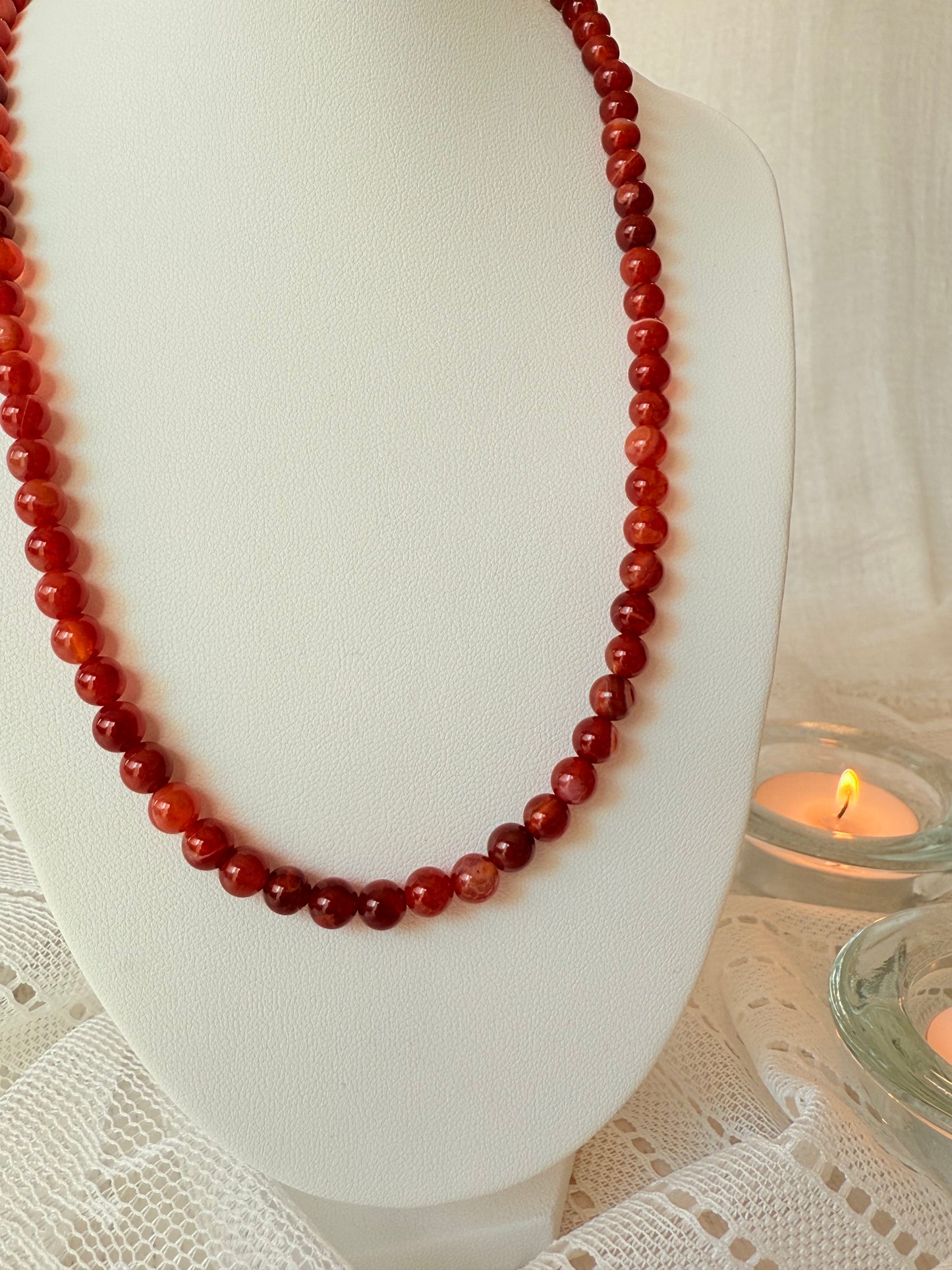 Red Agate Necklace 16"