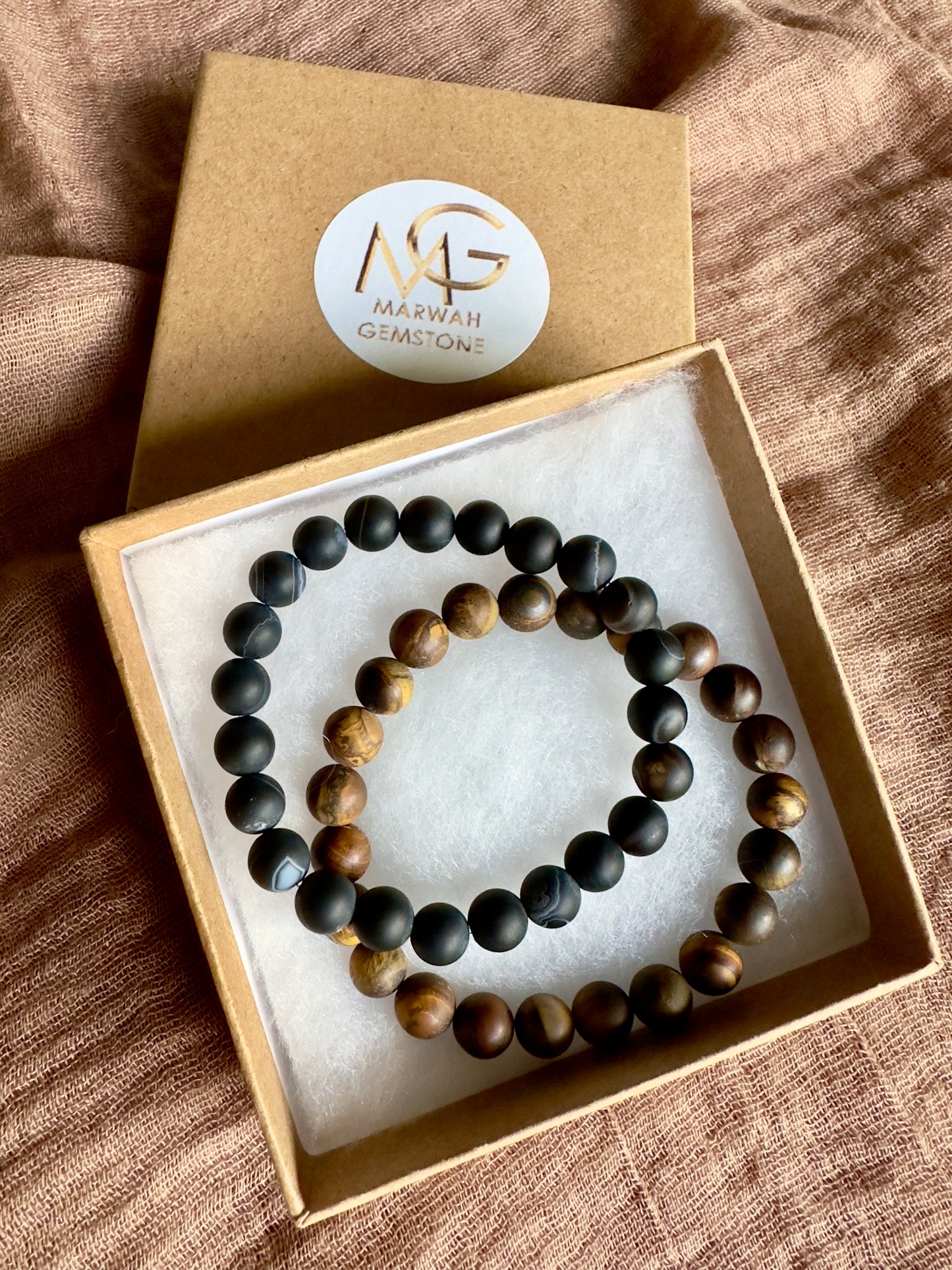 Matted Tiger Eye-Black Agate