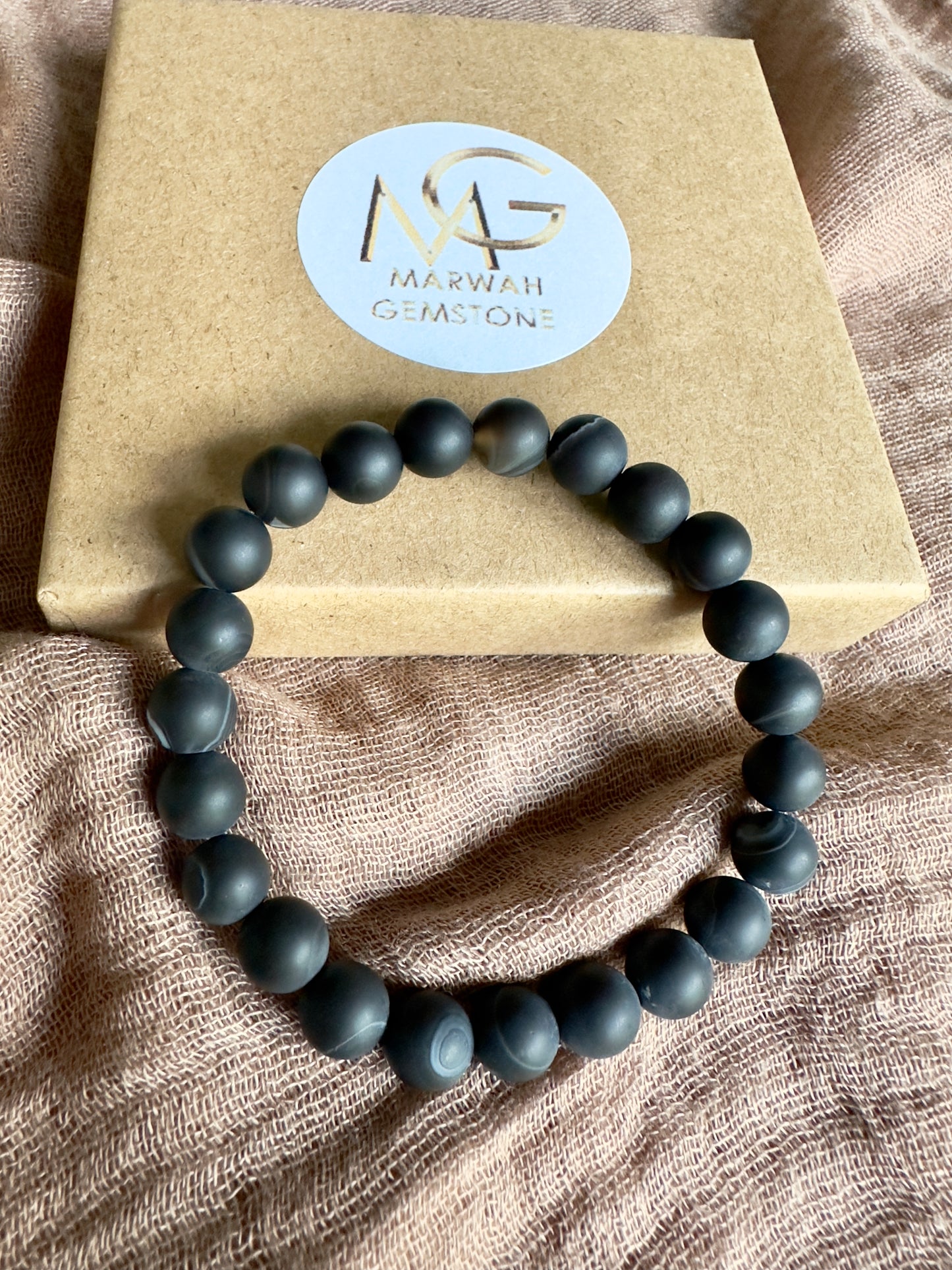 Matted Tiger Eye-Black Agate