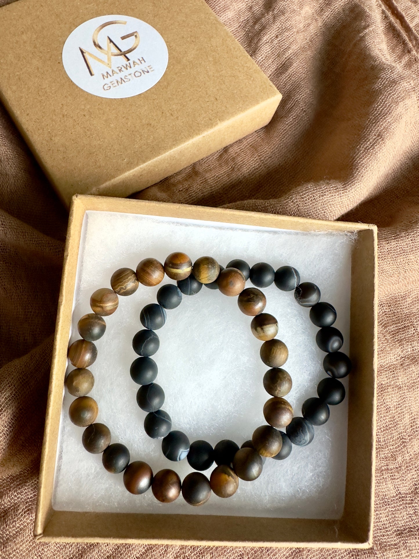 Matted Tiger Eye-Black Agate