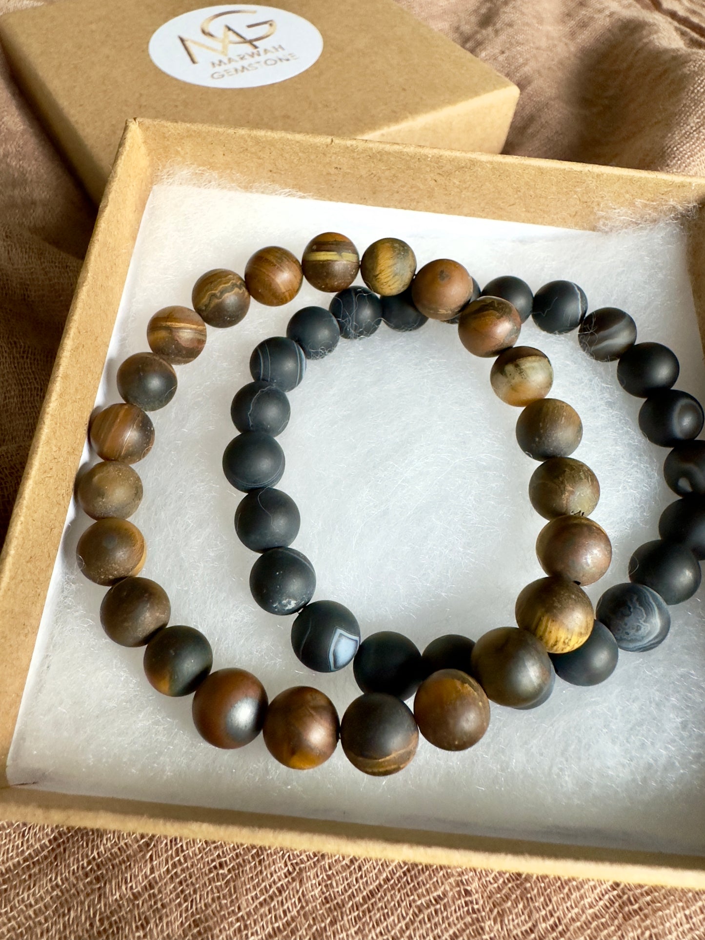 Matted Tiger Eye-Black Agate