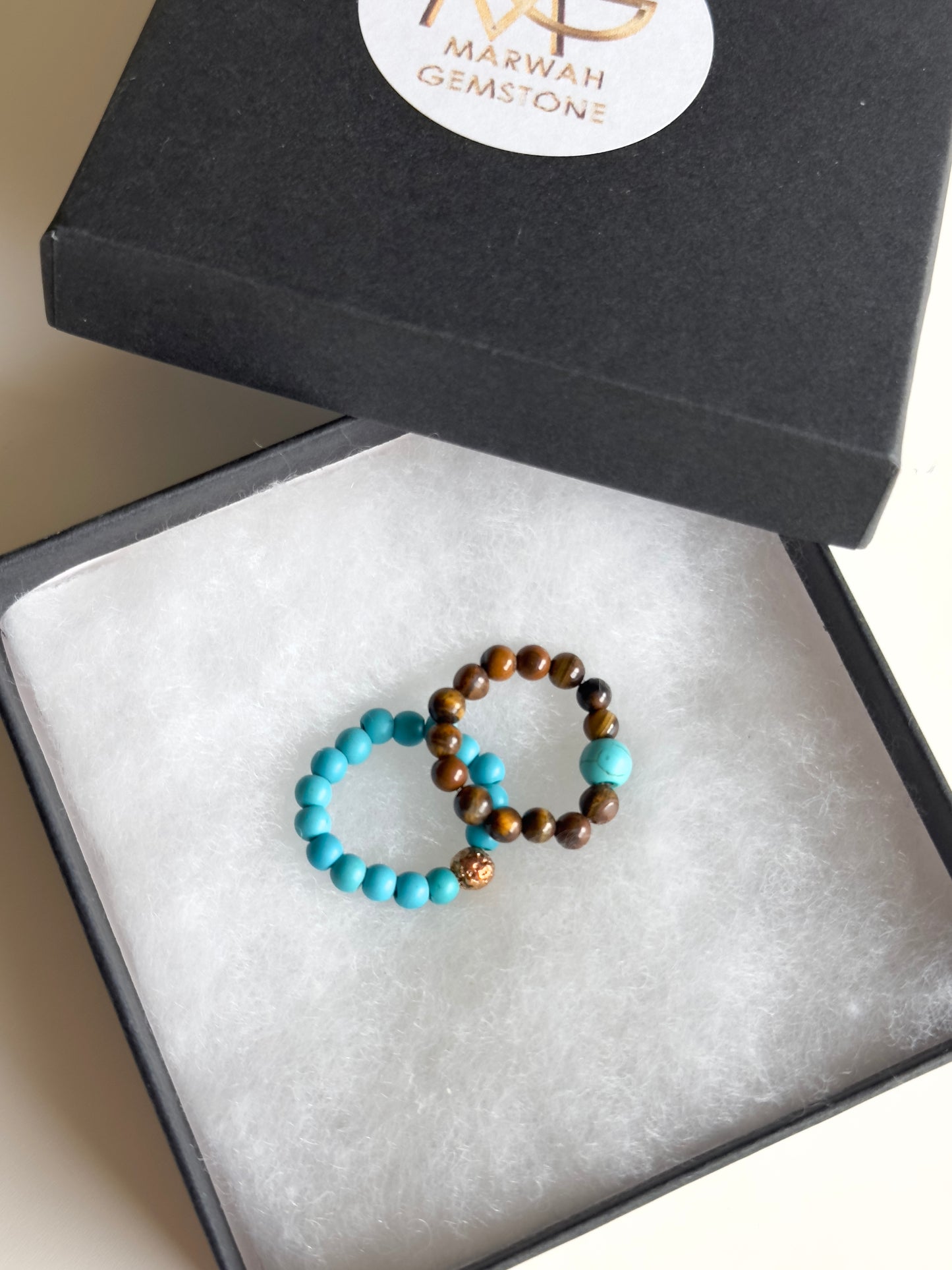 Turquoise and Tiger eye Rings