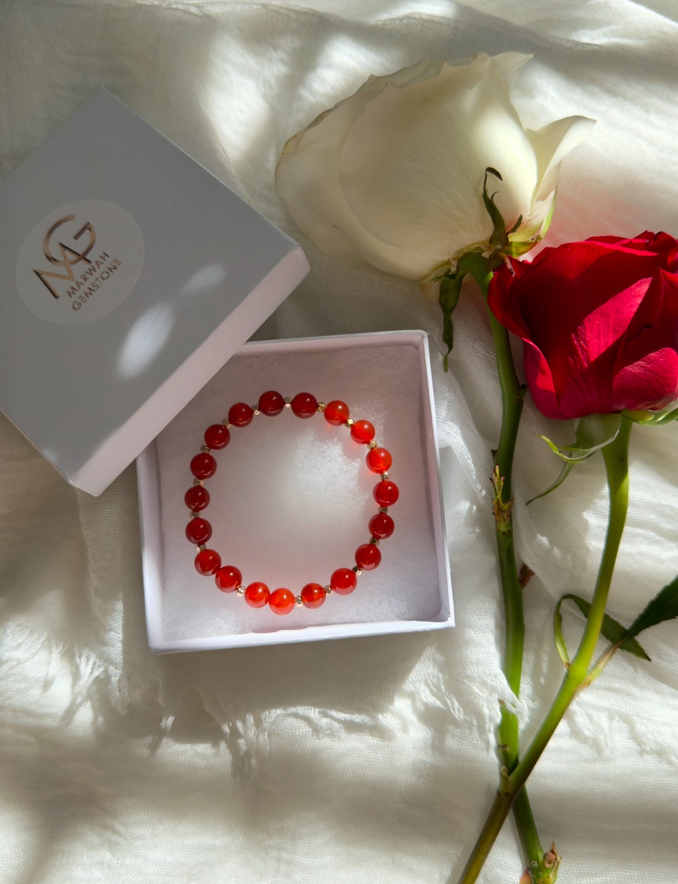 Red Agate - Natural Pearl 2 Bracelet Set