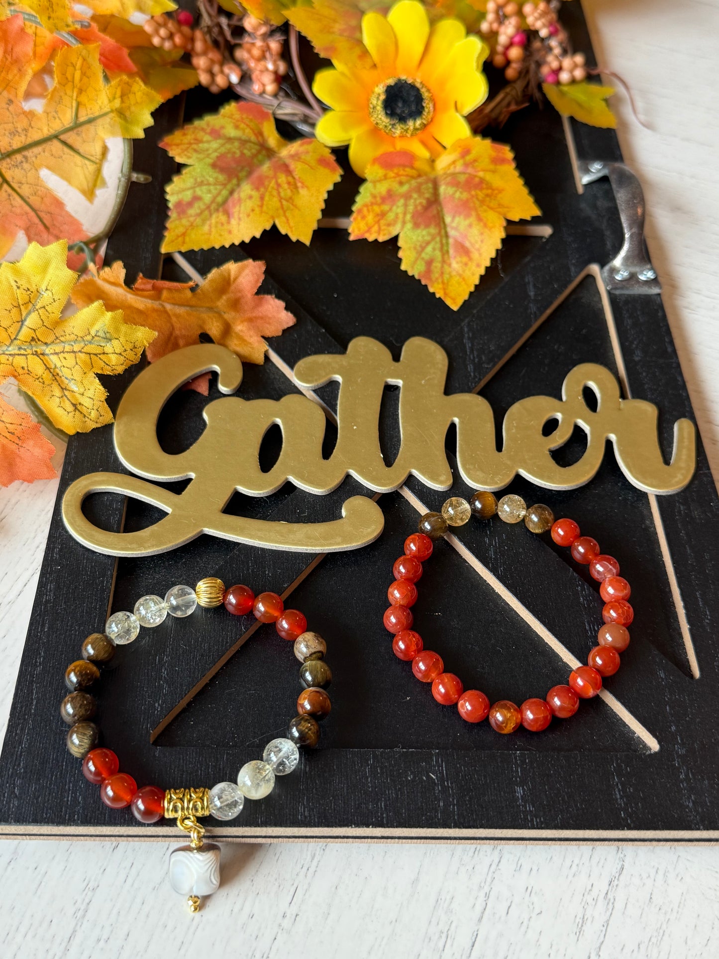 Red Agate - Agate - Citrine - Tiger Eye Bracelet Set