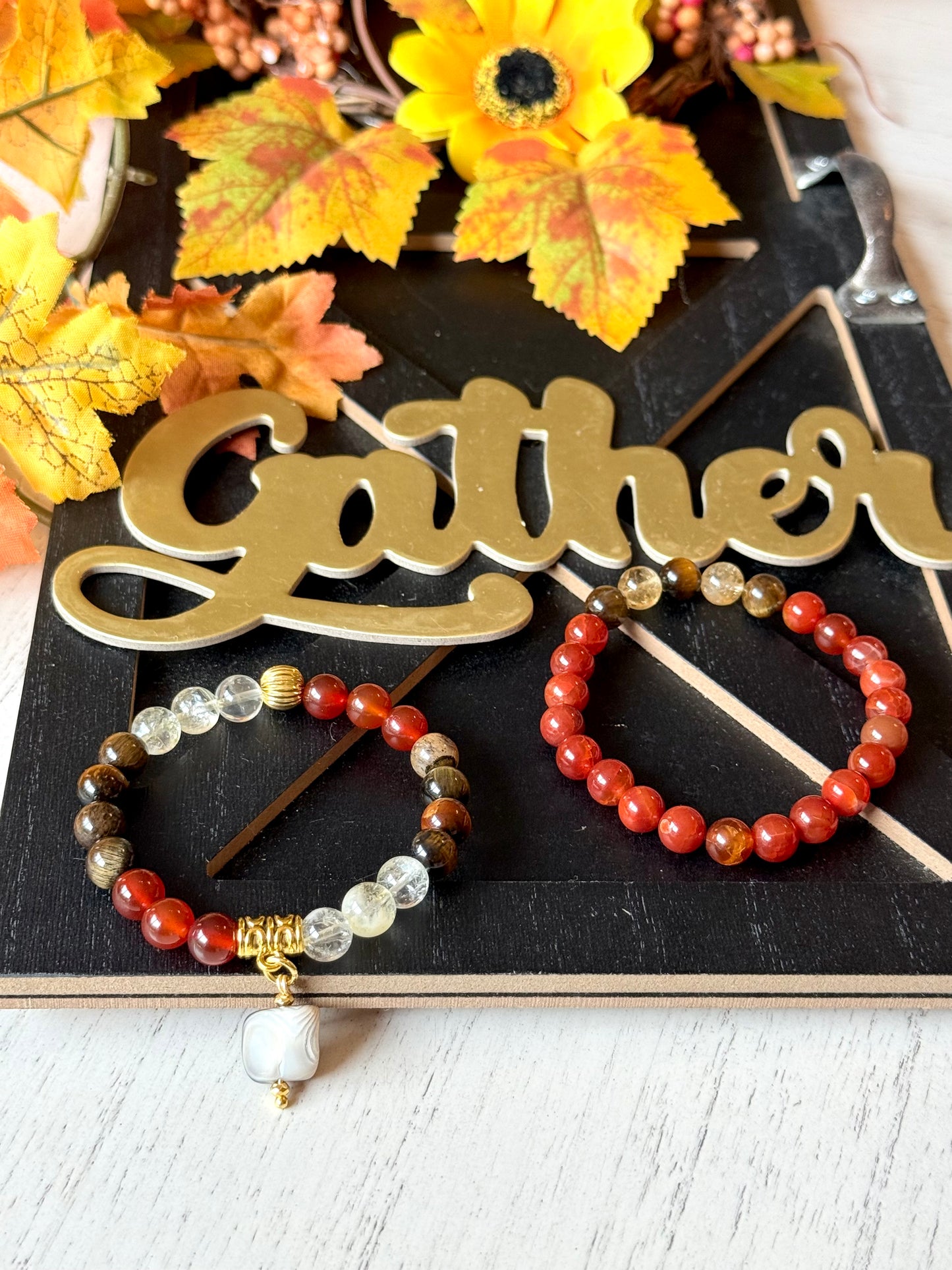 Red Agate - Agate - Citrine - Tiger Eye Bracelet Set