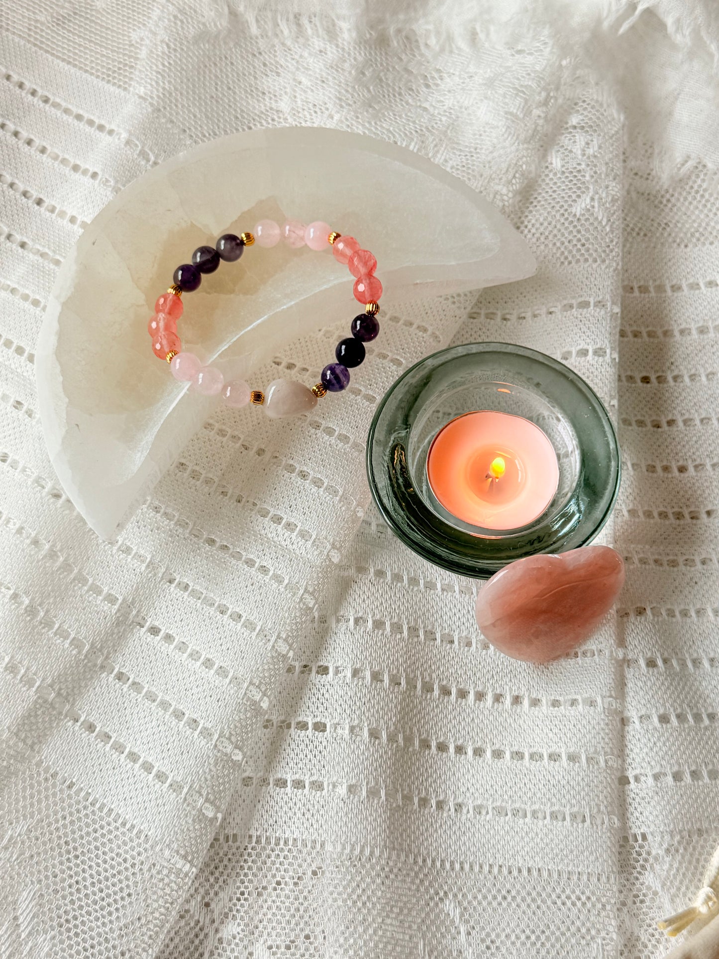 New Love Bracelet Design: Amethyst - Rose Quartz - Watermelon Quartz