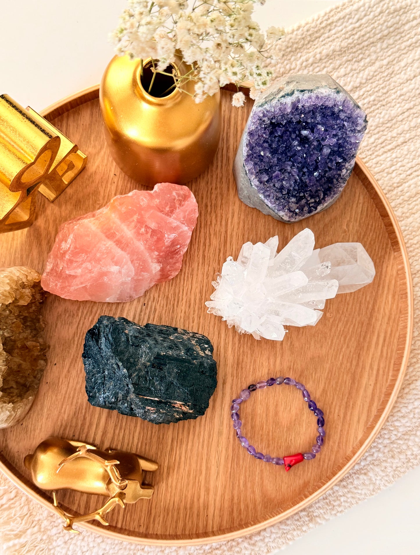 Tiny Amethyst - Natural Coral Bracelet