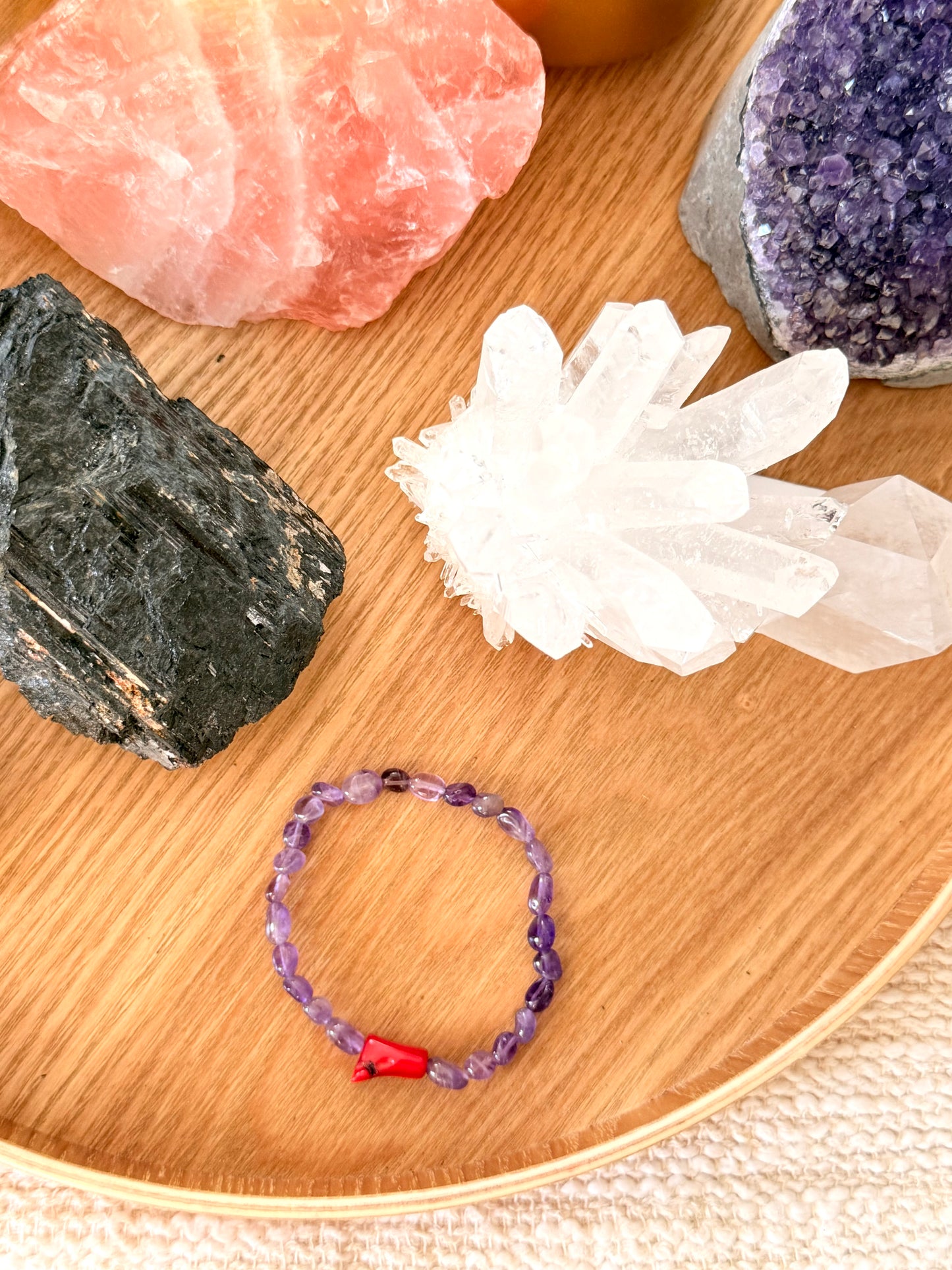Tiny Amethyst - Natural Coral Bracelet