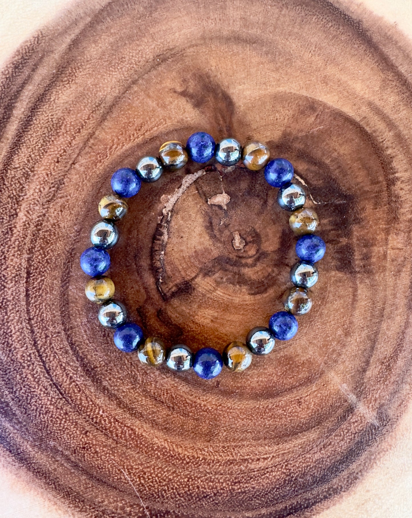 Lapis Lazuli - Tiger Eye - Hematite Men's Bracelet