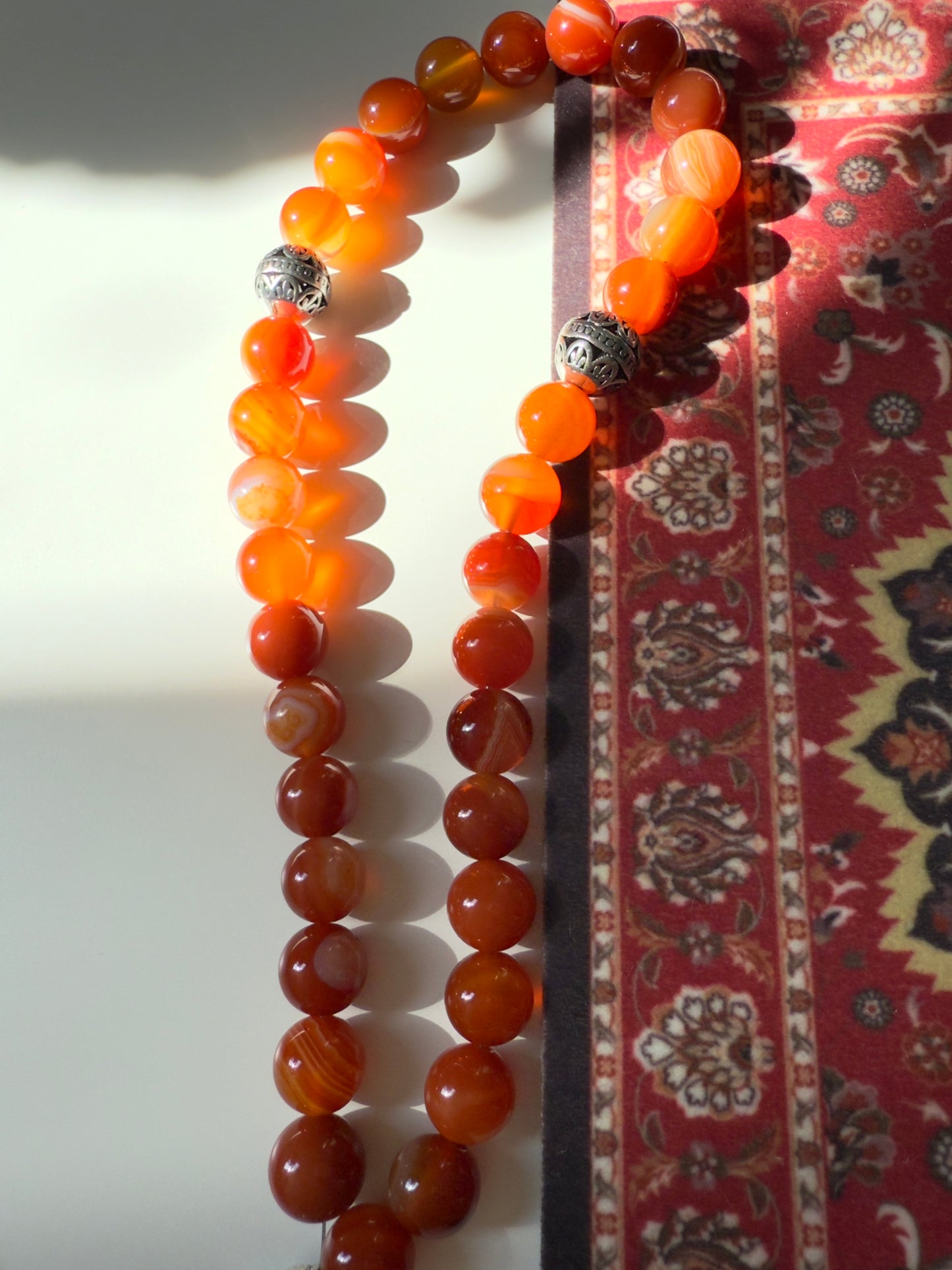 Red Agate 33-Bead Misbaha 10mm Bead Size