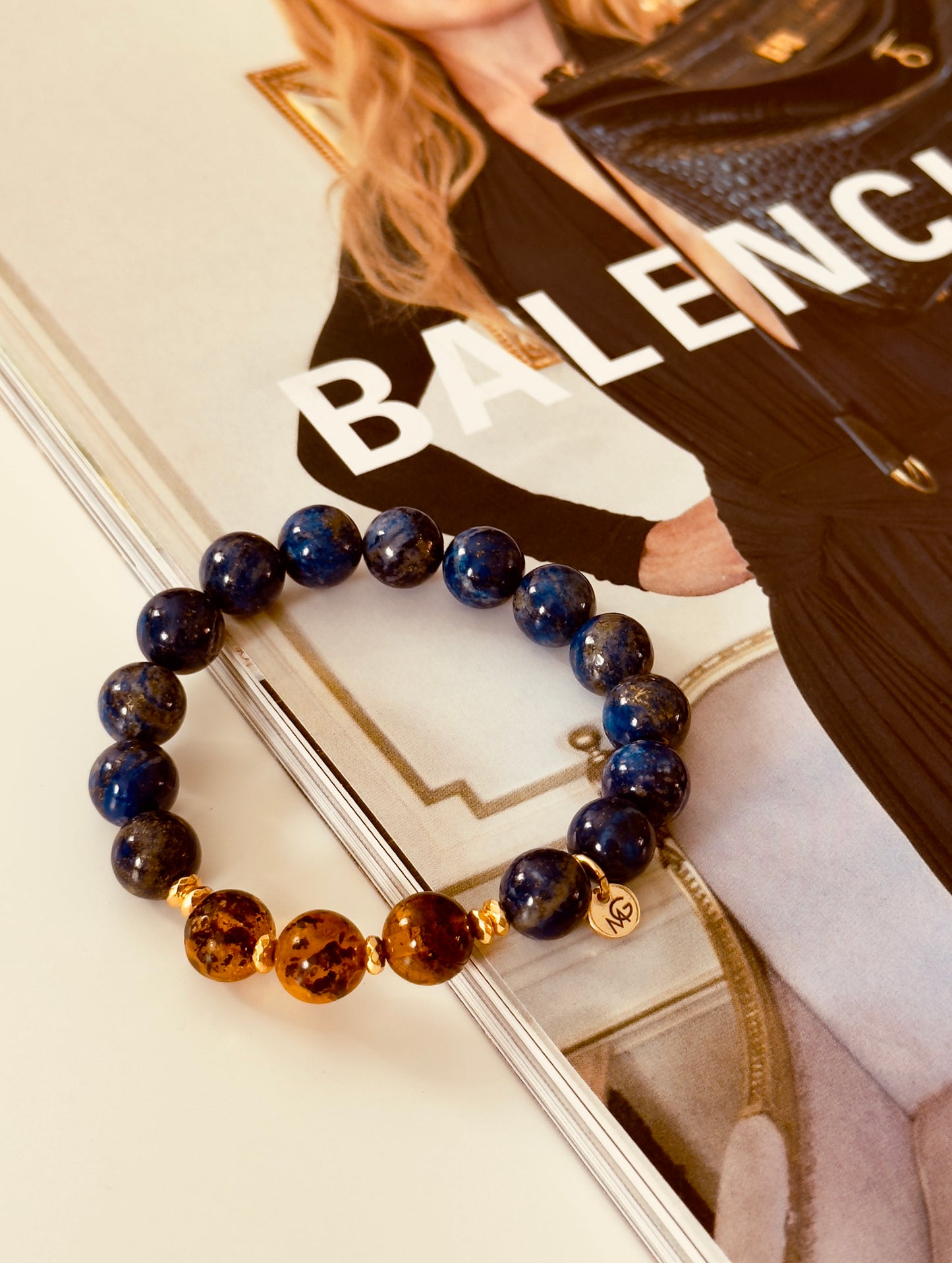 Lapis Lazuli - Natural Amber Bracelet
