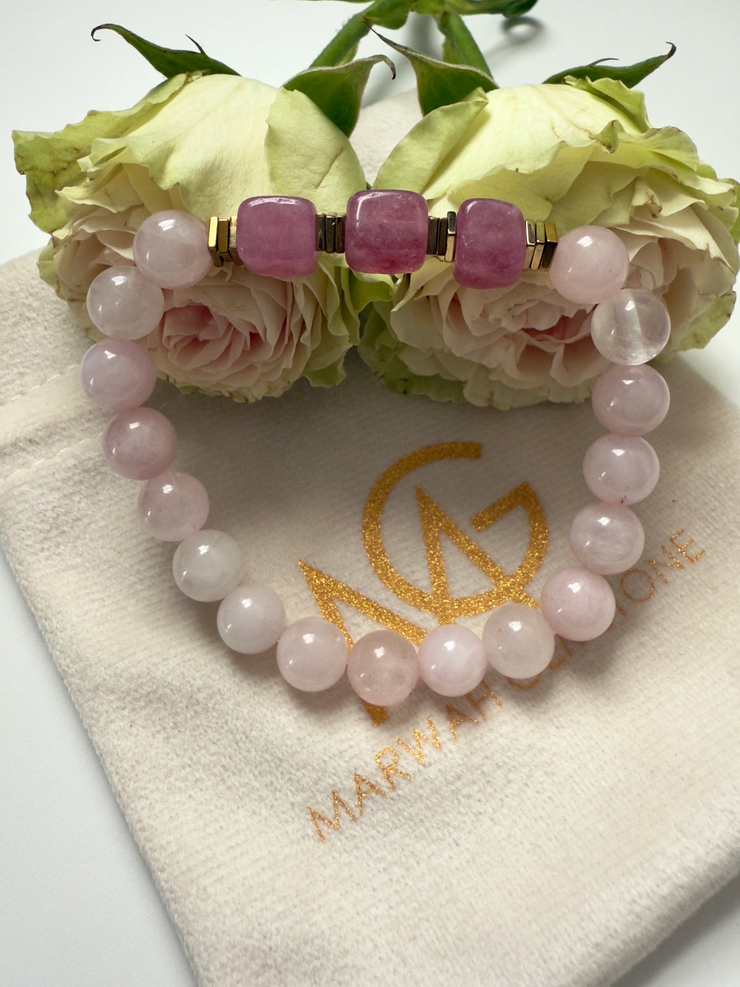 Strawberry Quartz - Rose Quartz Bracelet With Hematite Spacers