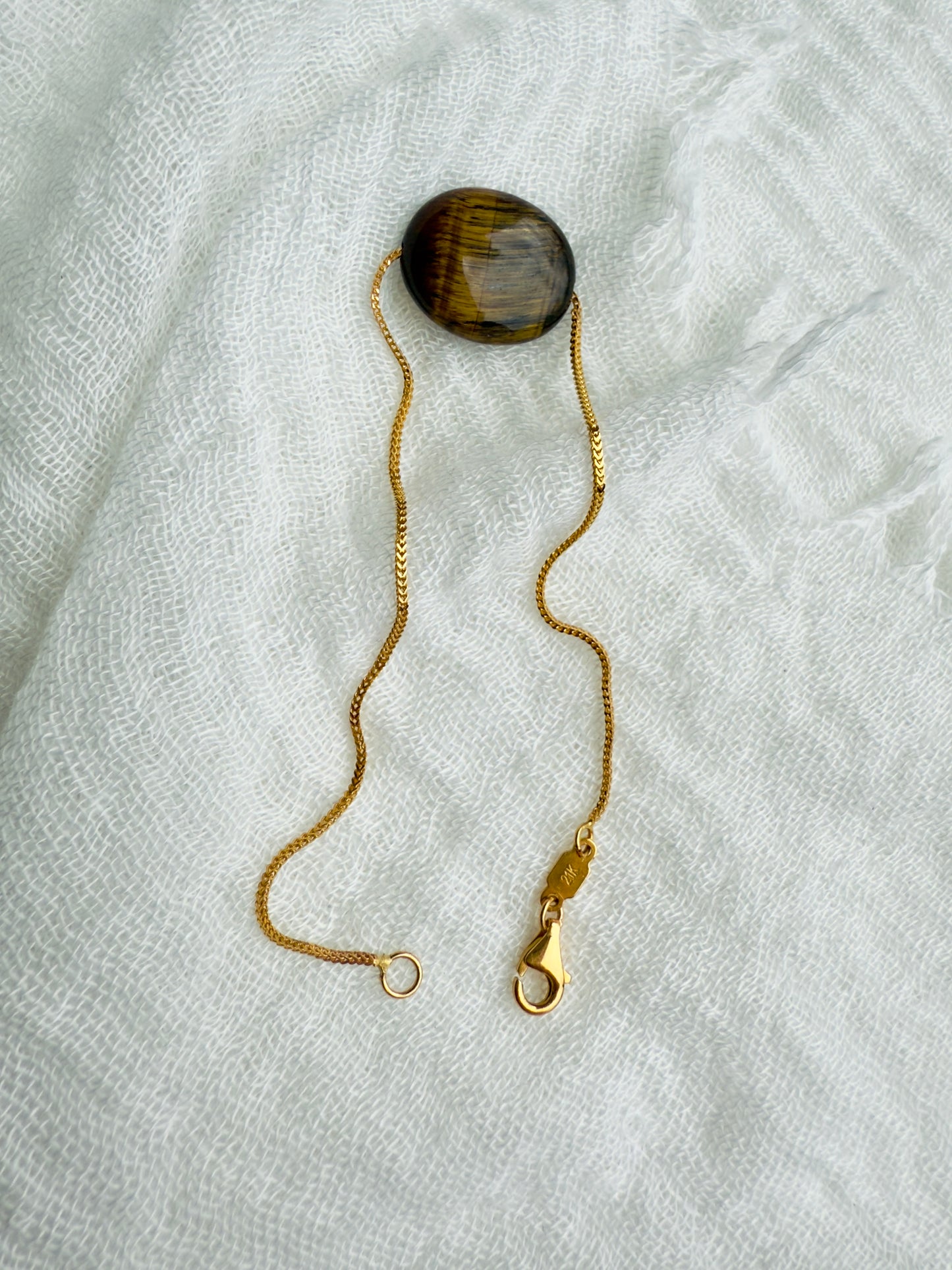 Tiger Eye Chain Bracelet Original 21-K Gold