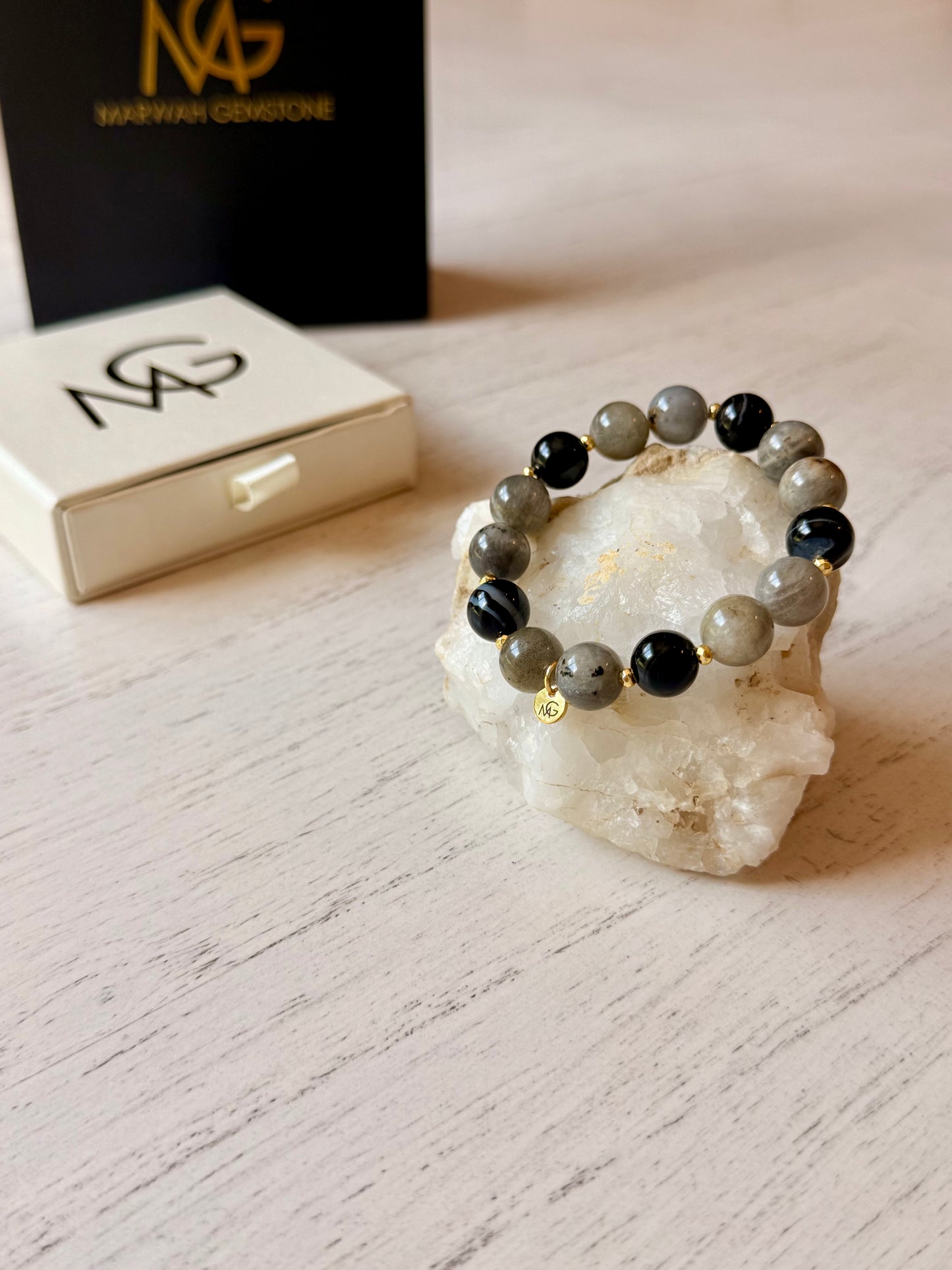 Labradorite - Black Agate Bracelet