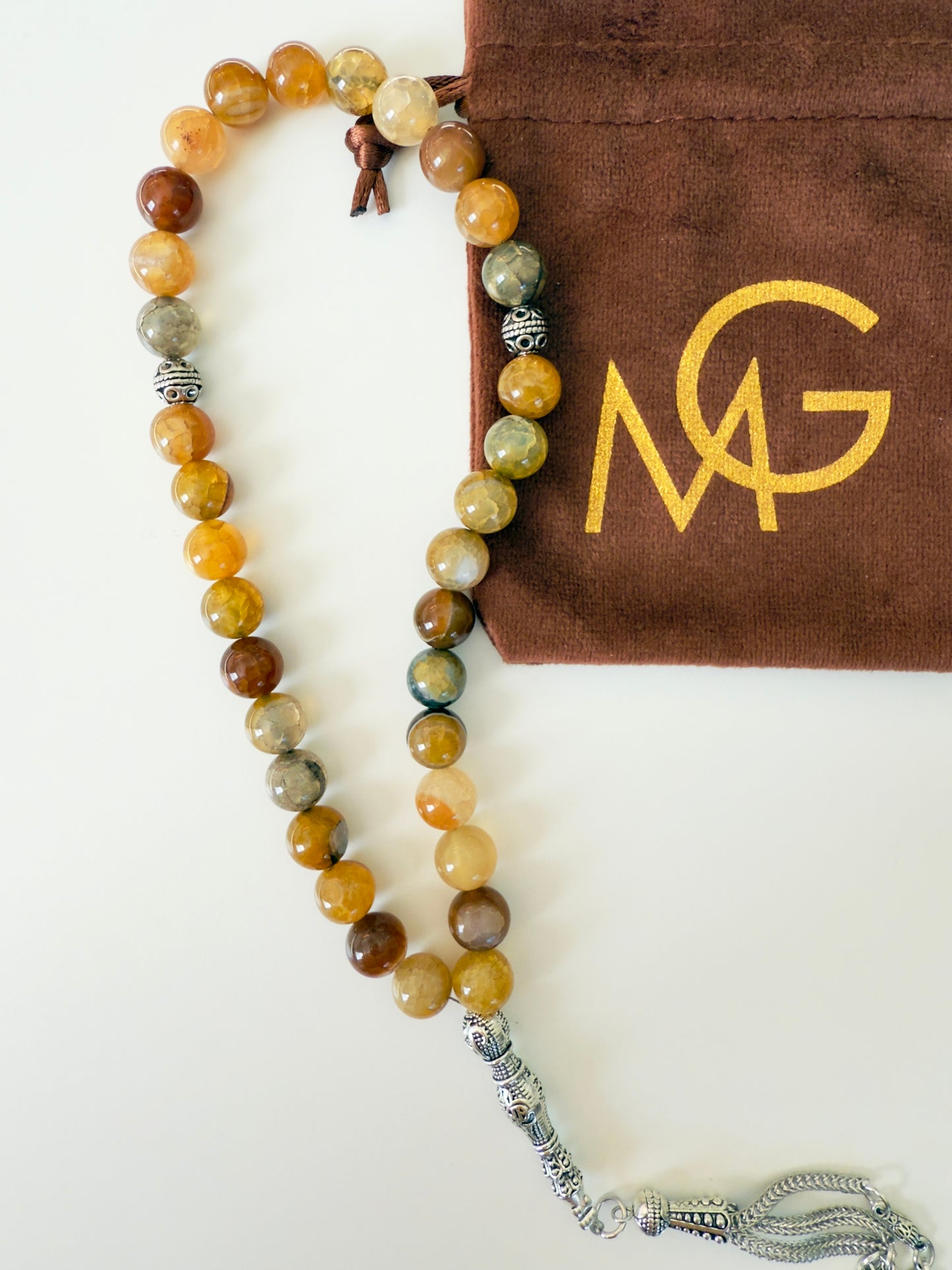 Yellow Agate 33-Bead Misbaha with 10mm bead size