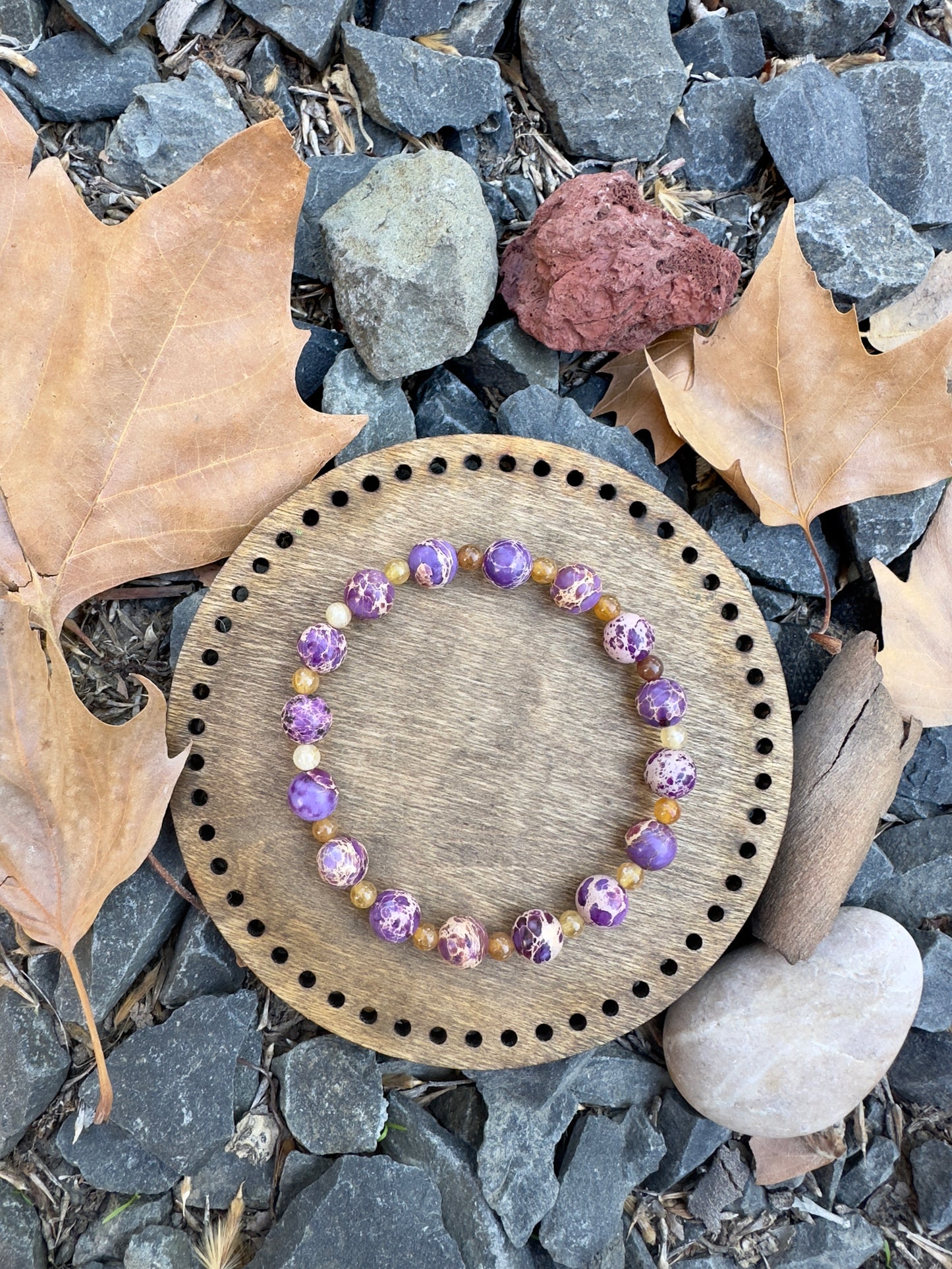 Purple Jasper - Yellow Agate Bracelet