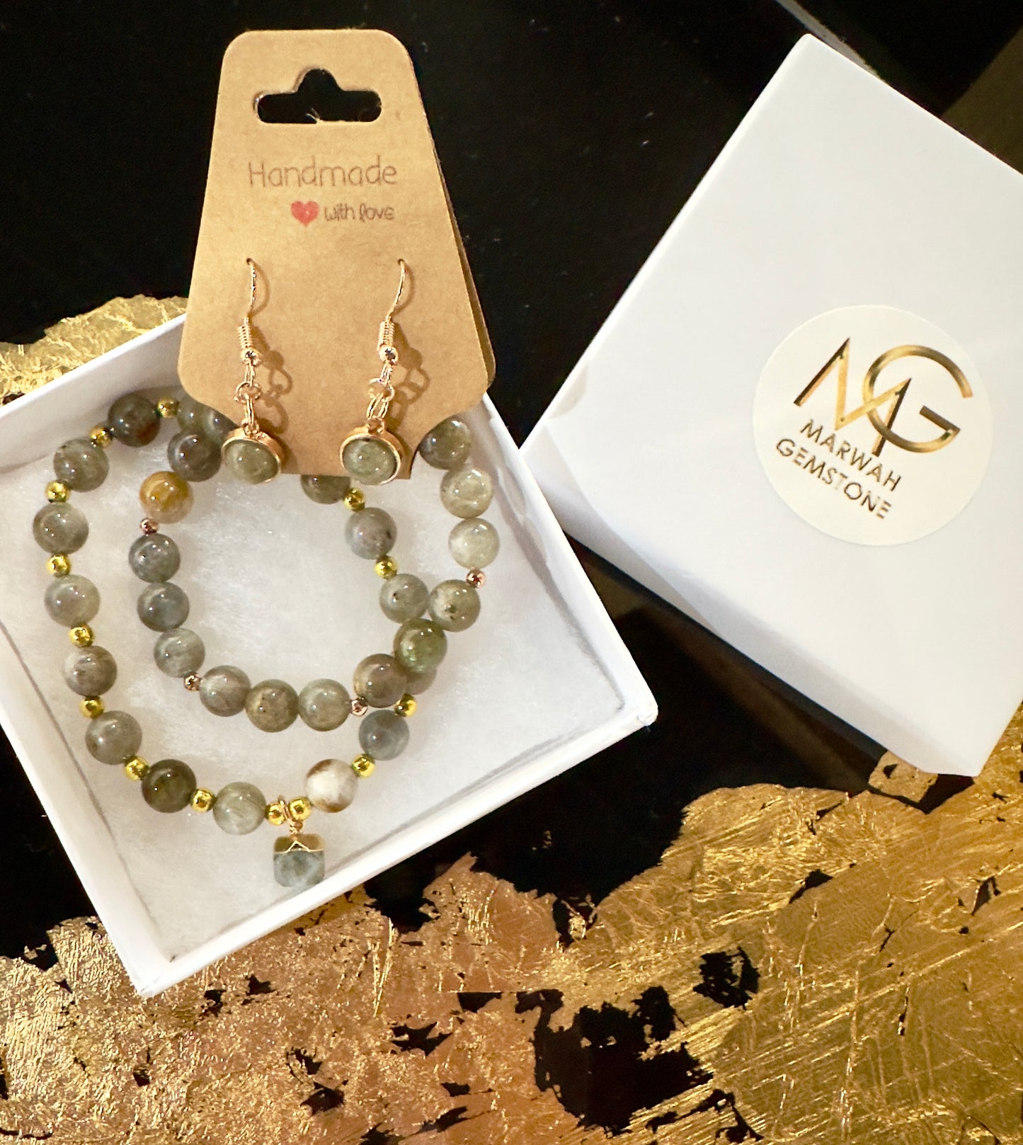 Labradorite Bracelets + Earrings Set