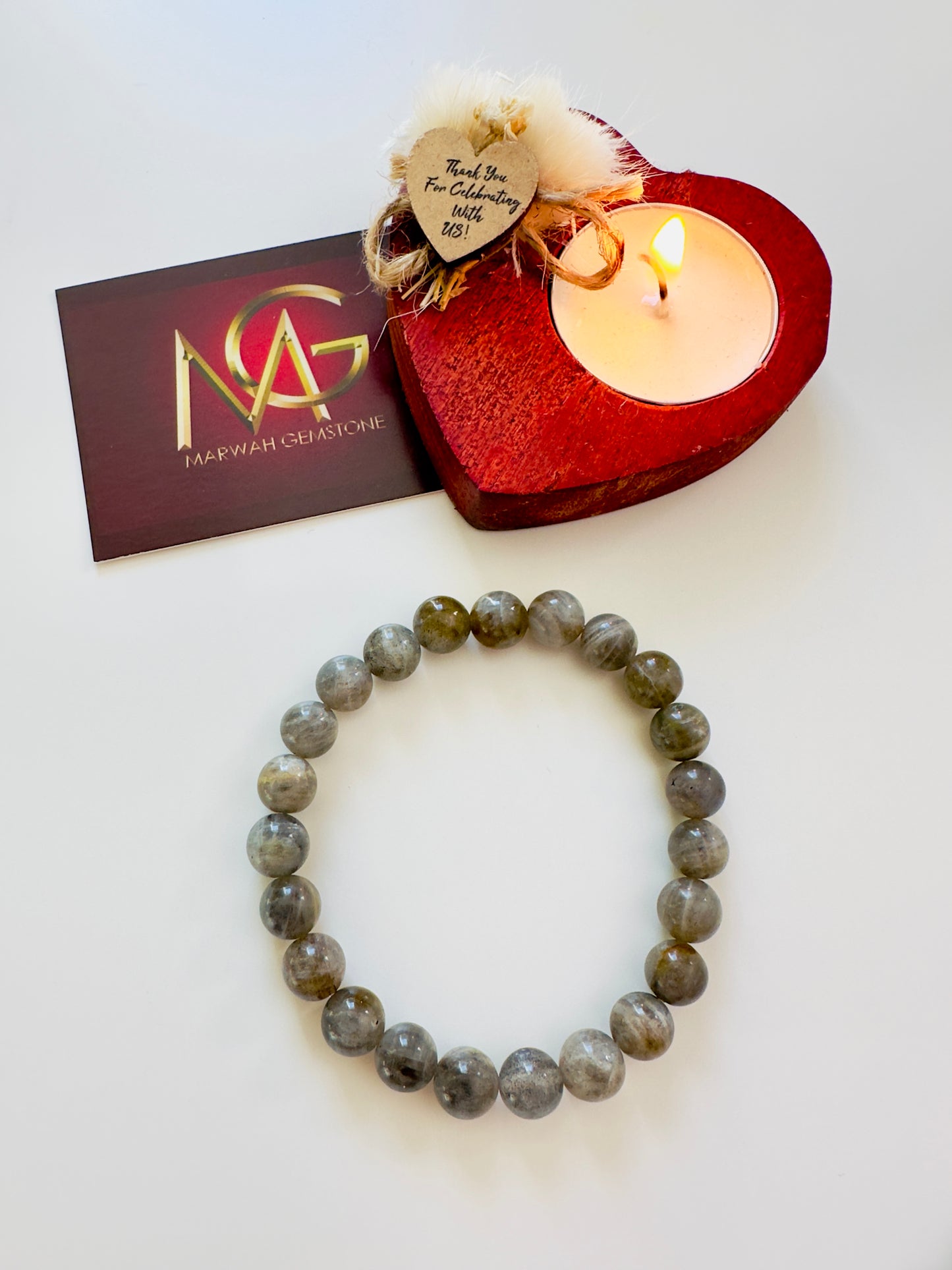 Labradorite-Rose Quartz (Woman) + Labradorite (Man) Couple Bracelet